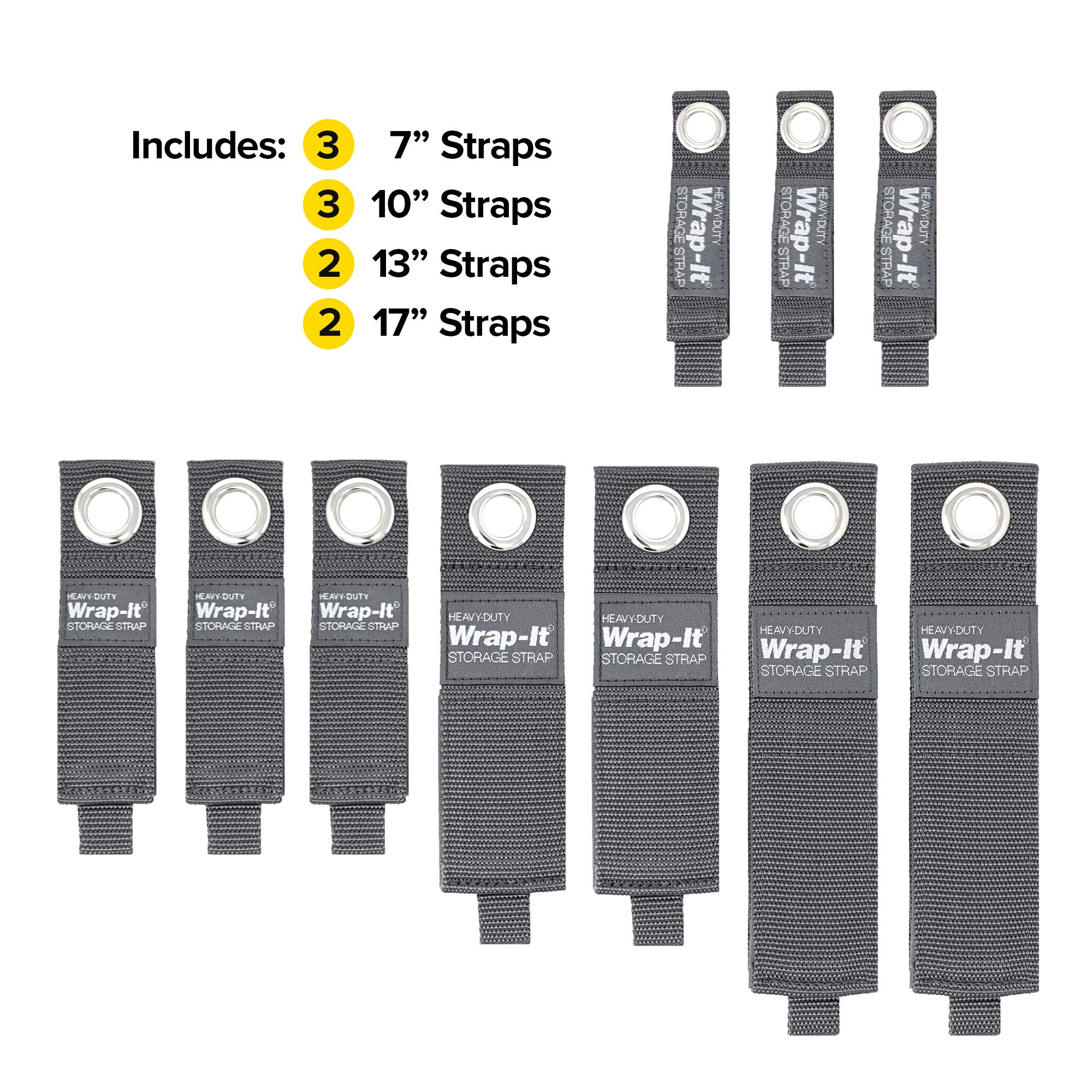 Heavy-Duty Hook & Loop Straps 10-Pack - Cord & Hose Organizer for Garage Storage