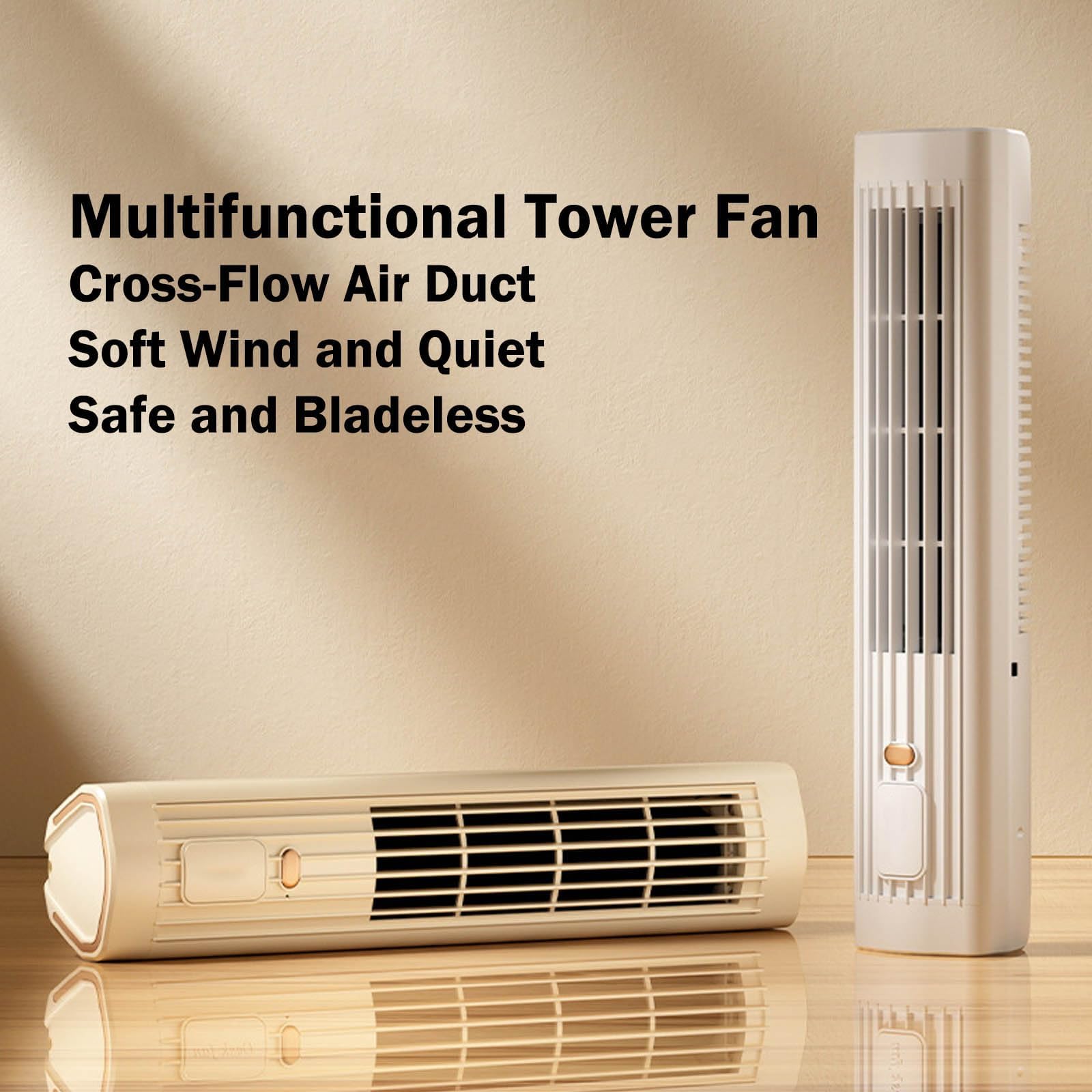 Sherum Cooling Ace 5.0 Portable Air Conditioner - Quiet 3-Speed Cooling Fan for Bedroom & Office - Compact Personal AC Unit with Energy Efficient Cooling Technology - Perfect for Home, Dorm, Desk, and Workspace Use (2 Pack, Khaki)