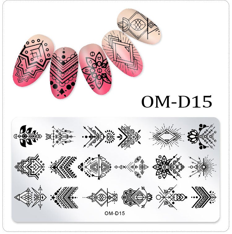 OM D Series Stamping Plates for Nail Art - Floral & Geometric Nail Design Templates - Perfect for DIY Manicures, Salon Nail Art, and Professional Nail Stamping