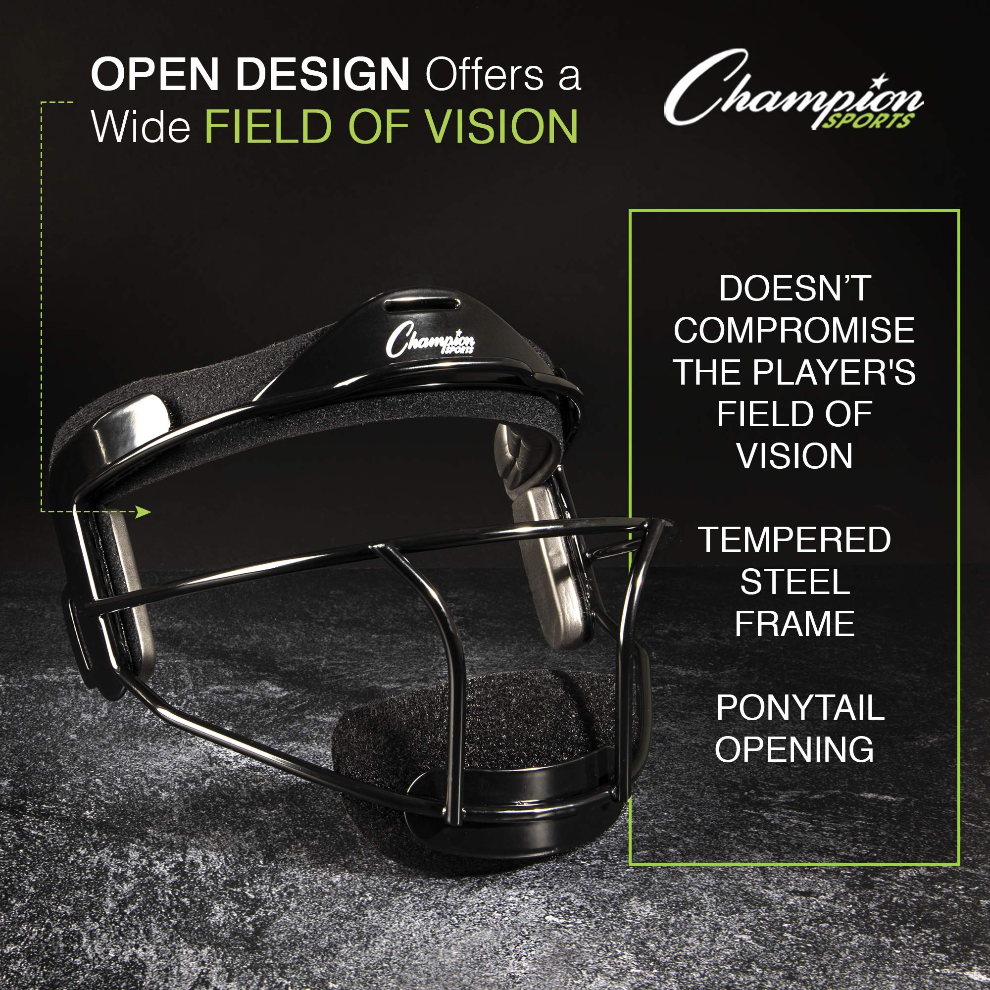 Champion Sports Steel Softball Face Mask for Adults - Durable Fielders Mask & Head Guard - Premium Baseball & Softball Protective Gear for Indoor/Outdoor Training, Games & Practice - Multiple Styles Available
