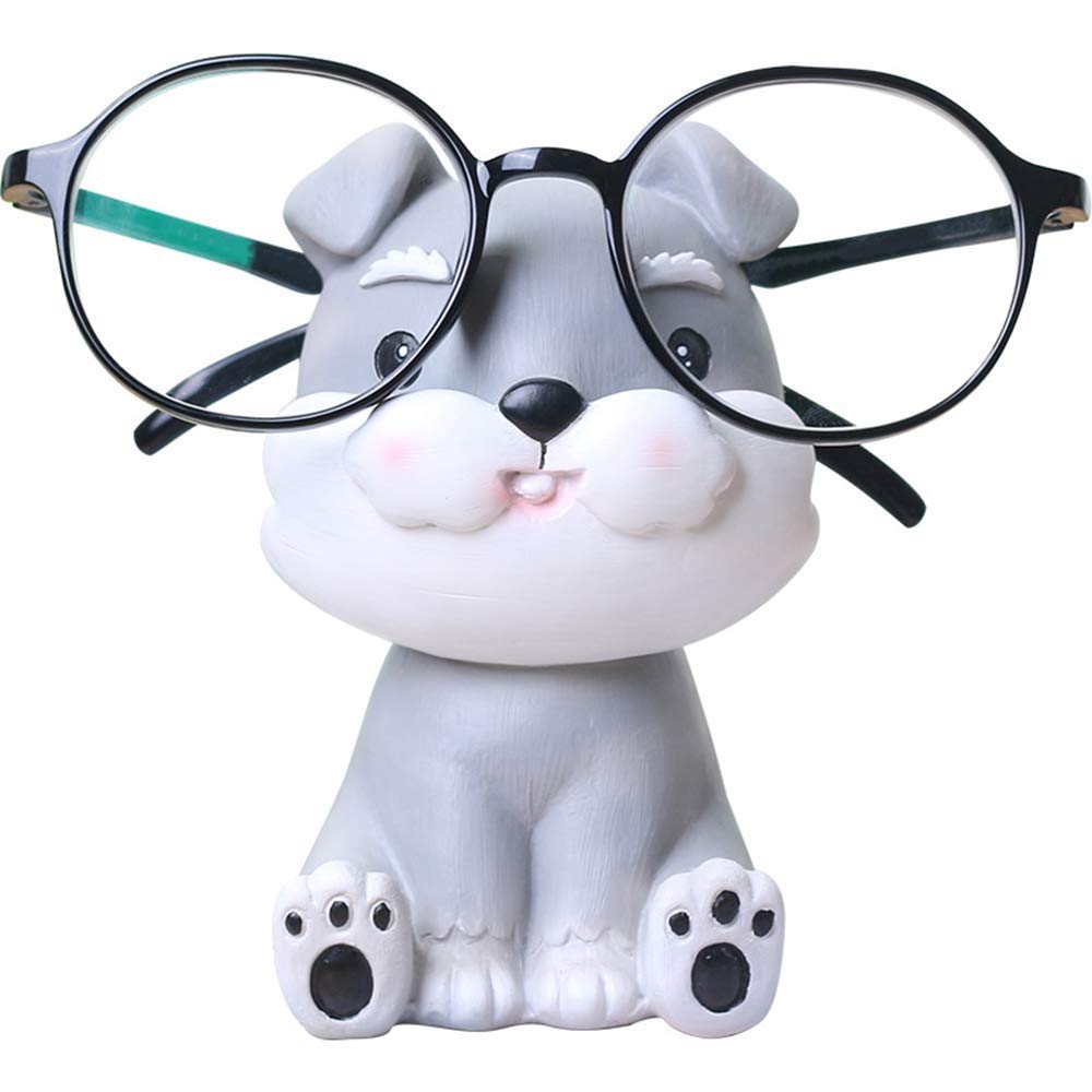 Fun Schnauzer Eyeglass Holder Stand - Stylish Decorative Glasses Display for Home & Office - Perfect for Organizing Sunglasses, Reading Glasses and Eyewear on Desks, Nightstands or Vanities