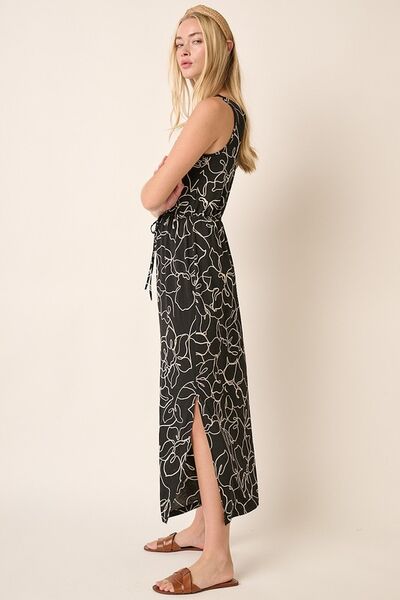 Floral Print Side Slit V-Neck Sleeveless Maxi Dress for Women - Summer Beach Party, Wedding Guest, Vacation Outfit