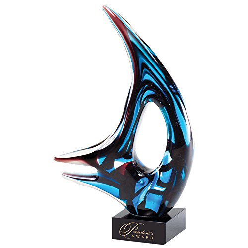 Customizable 11 Inch Blown Glass Modern Sail Trophy Award - Personalized Engraved Recognition Gift for Corporate Awards, Employee Appreciation & Milestone Celebrations - Perfect for Office Decor & Achievement Ceremonies