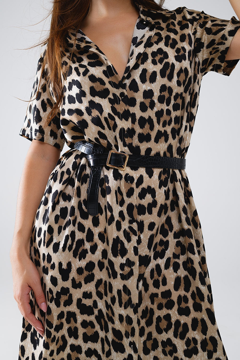 Leopard Print Short Sleeve Midi Robe with Belt - Perfect for Beach Cover-Up, Loungewear & Summer Vacation Outfits