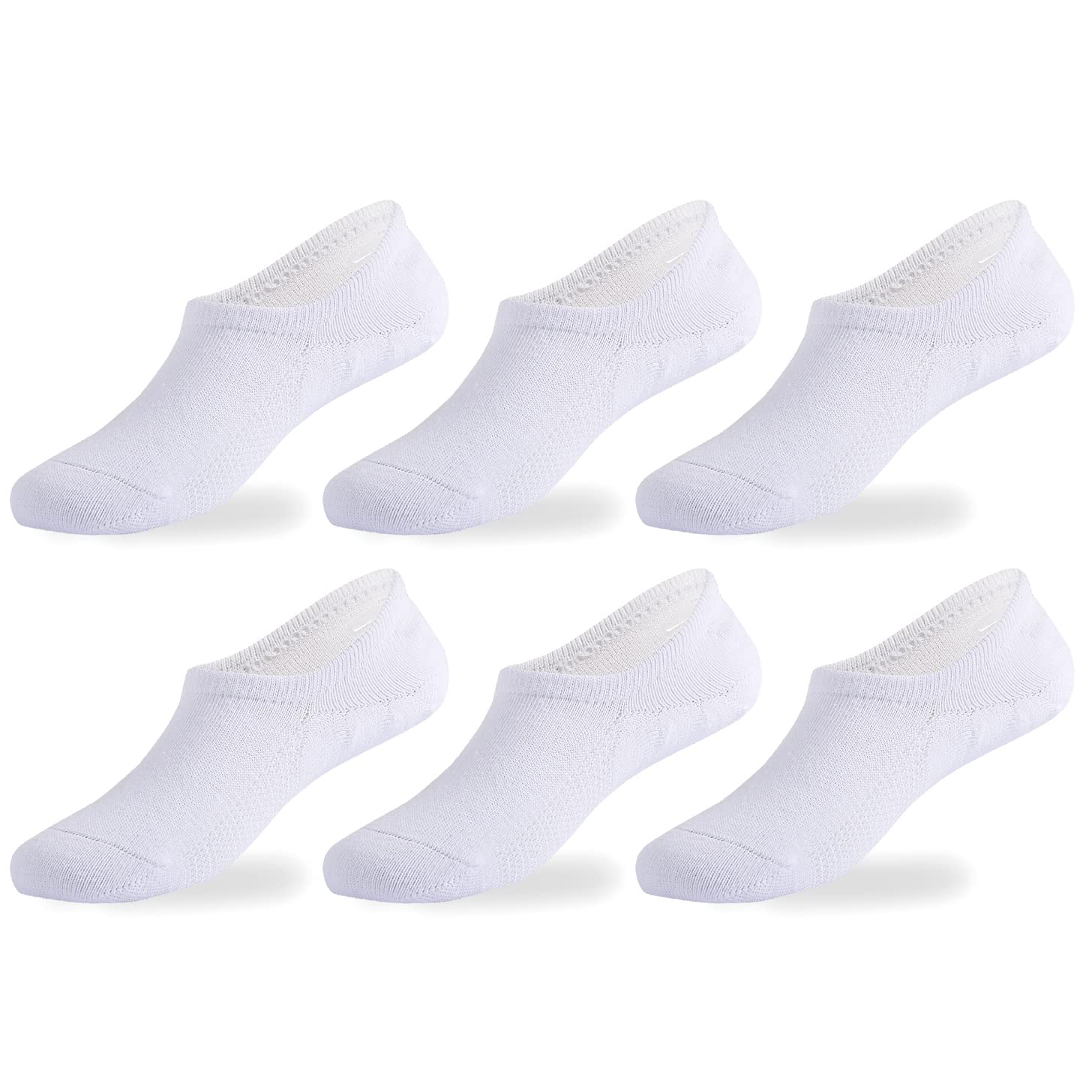 EPEIUS Kids No Show Socks 6 Pack - Seamless Cotton Low Cut Socks for Girls & Boys with Non-Slip Grip - Perfect for School, Sports & Everyday Wear