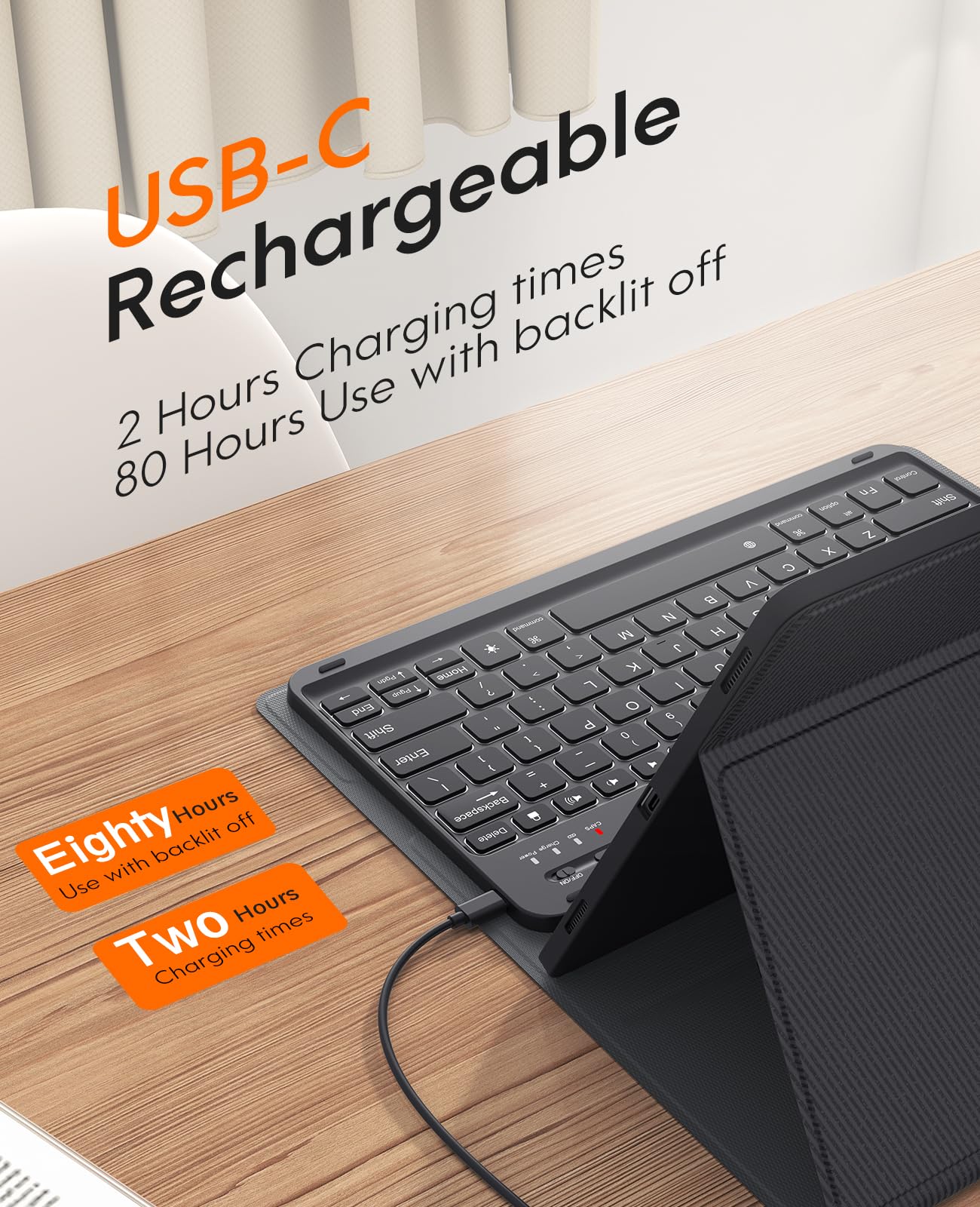 CHESONA 7-Color Backlit Wireless Keyboard Case for Samsung Galaxy Tab S10+/S9 FE+/S9+ 12.4