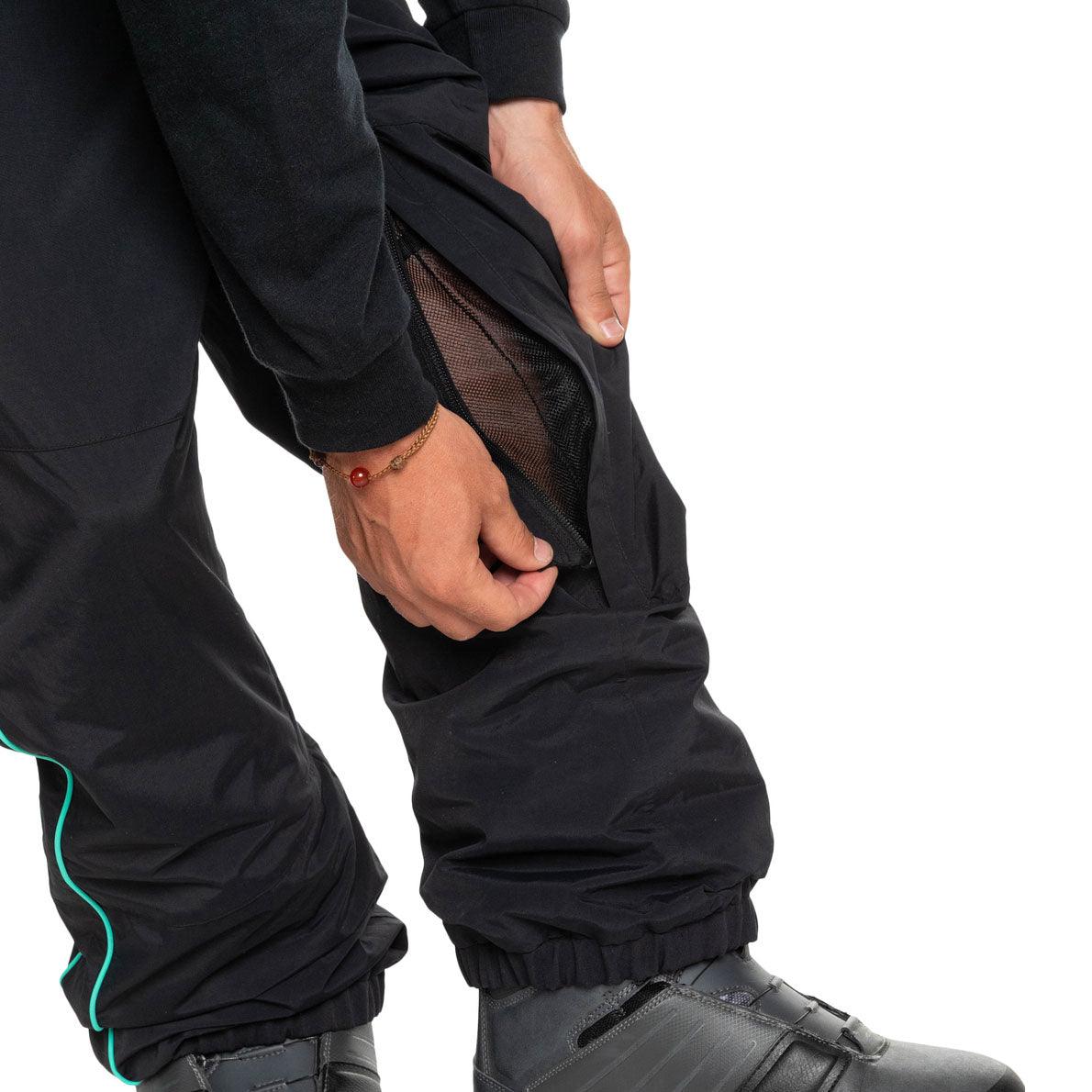 Quiksilver Snow Down Pants for Men - Black Winter Snowboard Ski Pants - Waterproof & Insulated for Cold Weather Skiing & Snowboarding