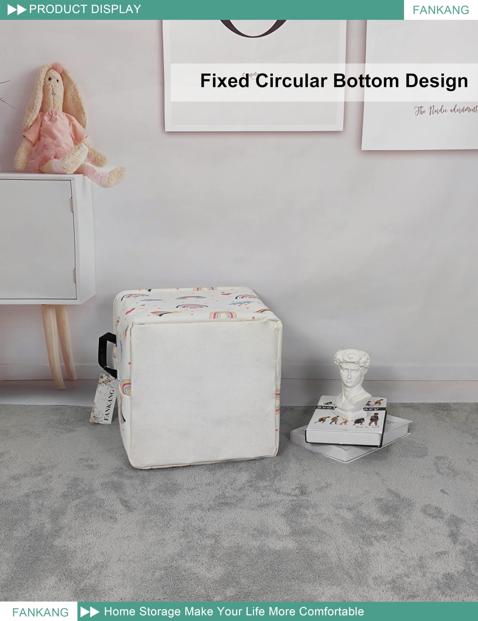 Square Nursery Hamper - Foldable Canvas Laundry Basket with Waterproof PE Coating for Kids, Bedroom & Office Storage | Gift Basket Idea