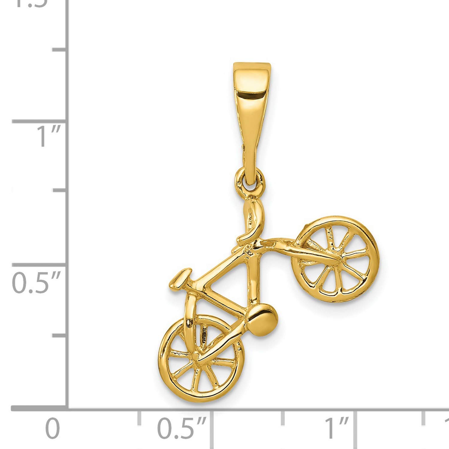 14K Yellow Gold 3D Solid Polished Bicycle Pendant Necklace - 26mm x 20mm - Perfect Gift for Cyclists & Jewelry Lovers - Ideal for Birthdays, Anniversaries & Sports Enthusiasts