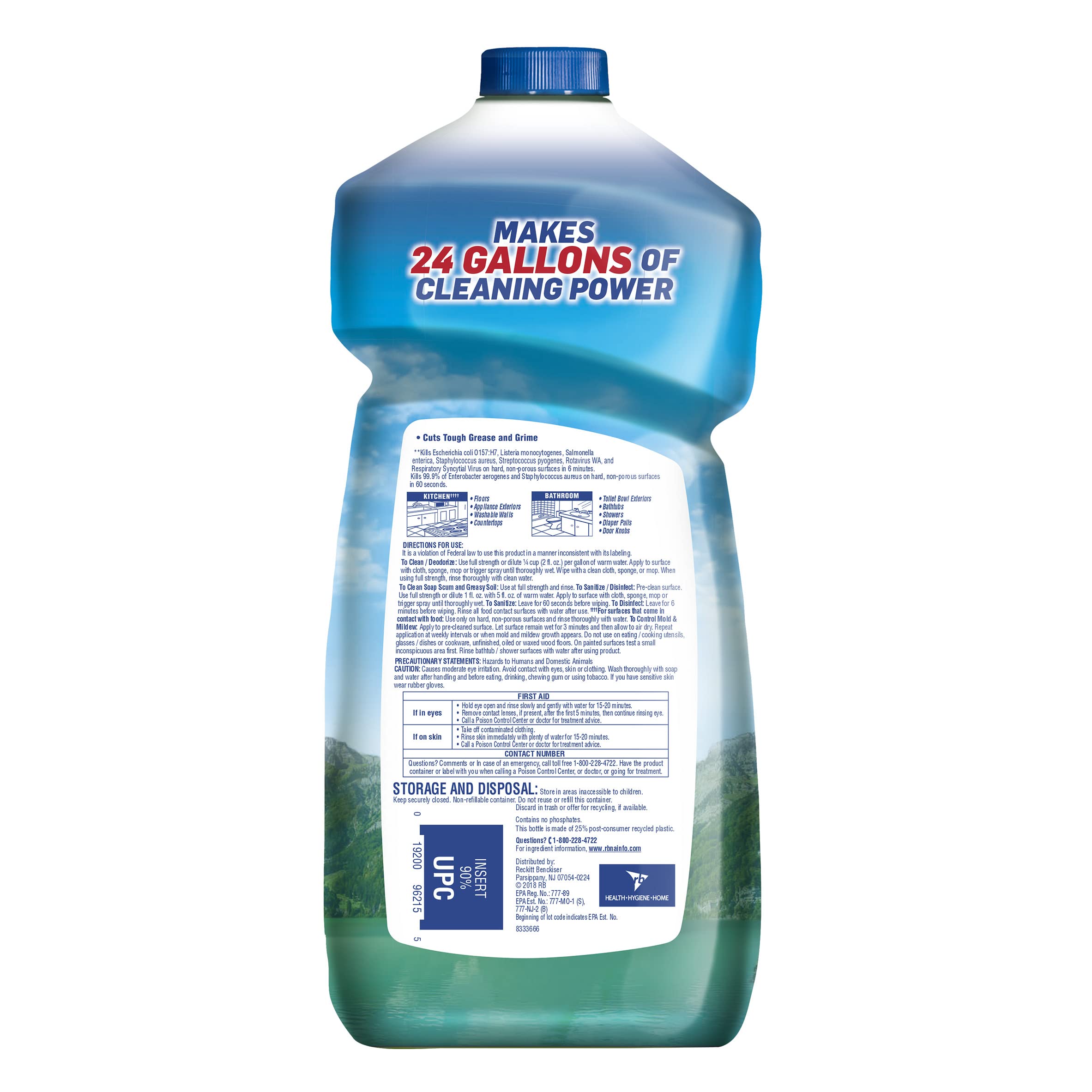 Lysol Multi-Surface Cleaner & Disinfectant - 48oz Sanitizing Spray for Kitchen, Bathroom & Home - Kills 99.9% of Germs - Cool Adirondack Air Scent - Ideal for Countertops, Floors & High-Touch Surfaces