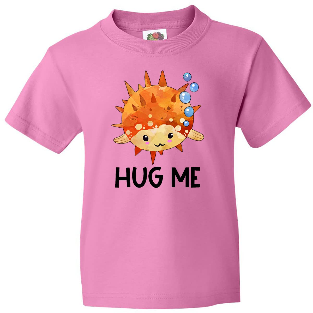 Inktastic Hug Me Cute Pufferfish with Bubbles Youth T-Shirt - Fun Graphic Tee for Kids, Boys & Girls - Perfect for School, Playdates & Family Outings