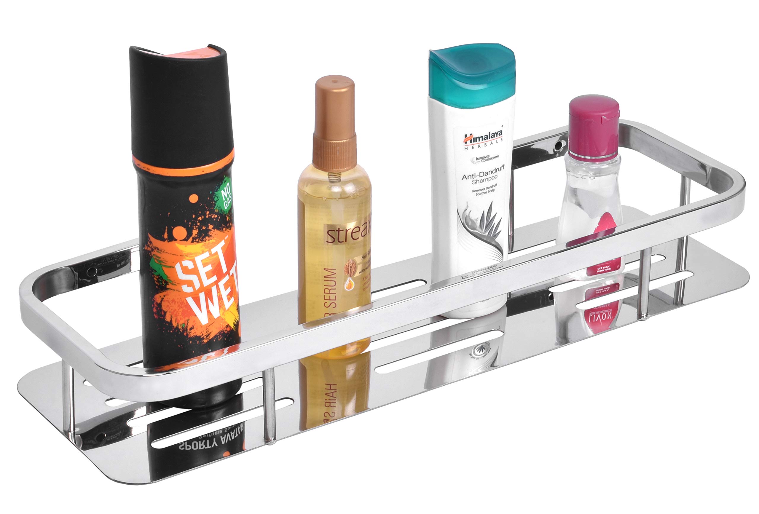 Plantex 304 Stainless Steel Bathroom & Kitchen Shelf Rack - 15x5 Inches Chrome Finish - Rustproof Storage Organizer for Bathroom Accessories, Shower Caddy & Kitchen Supplies