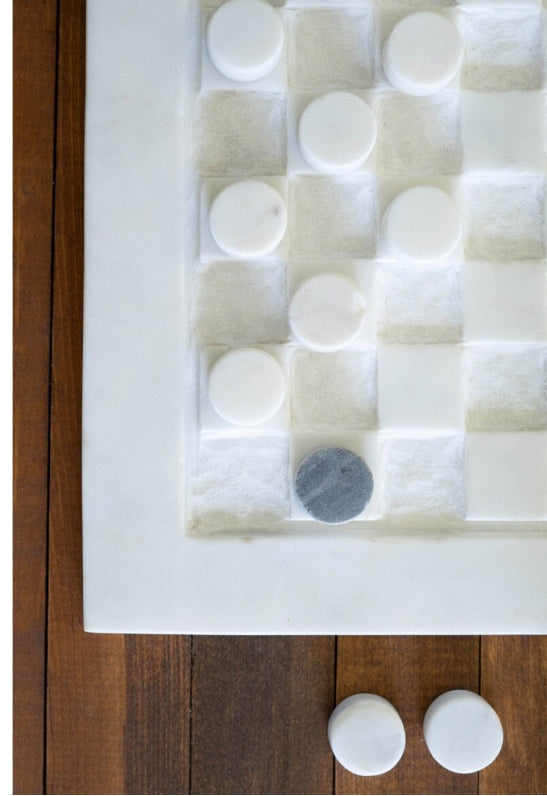 Premium Marble Checkers Set - Classic Board Game for Family & Friends - Perfect for Indoor Games, Parties, and Gifts