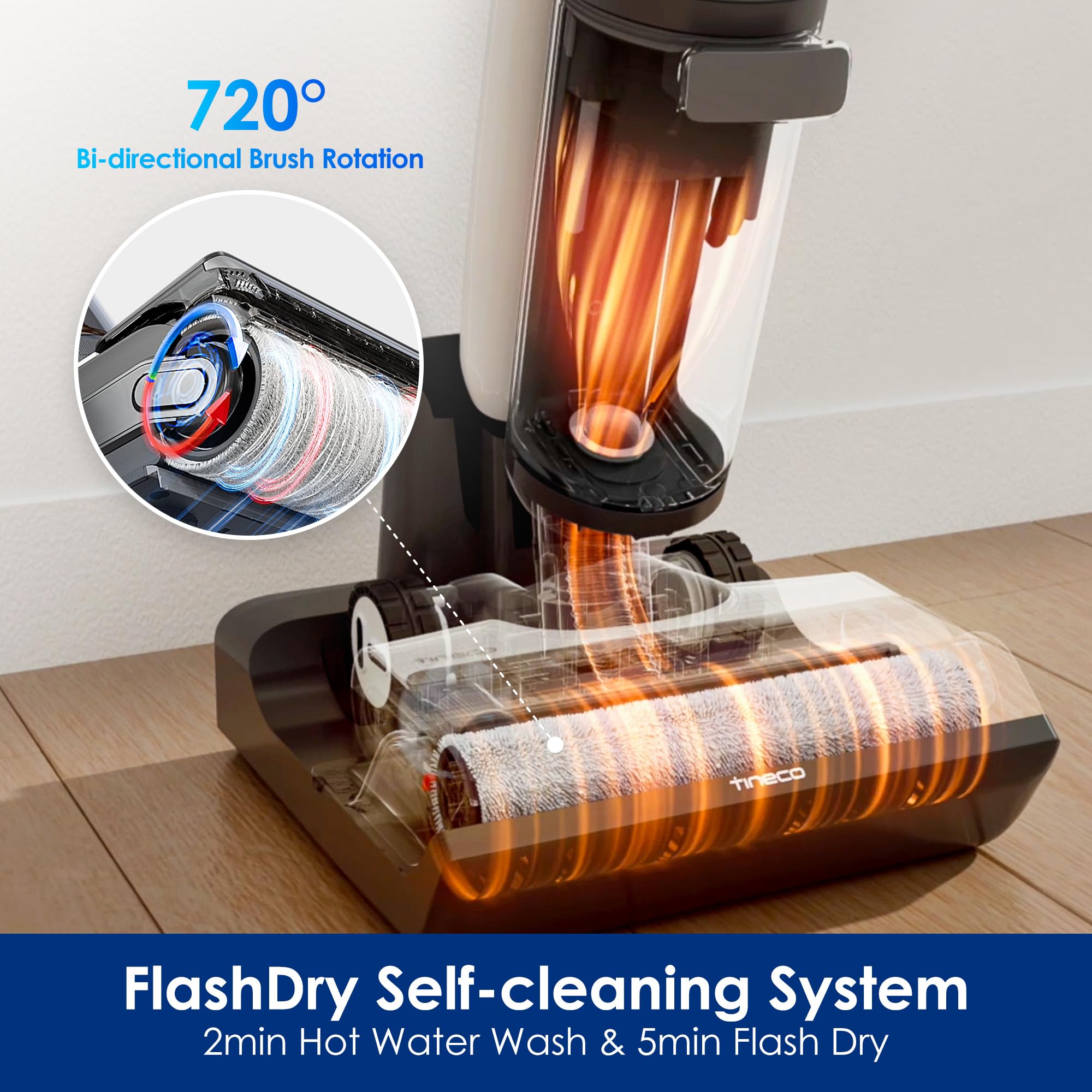 Tineco Floor ONE Switch S7 Cordless Wet Dry Vacuum Cleaner - Smart Multi-Function Floor Washer with Self-Cleaning, 65Min Runtime & ZeroTangle Brush for Whole-House Cleaning - Perfect for Hardwood Floors, Tile & Pet Hair Removal