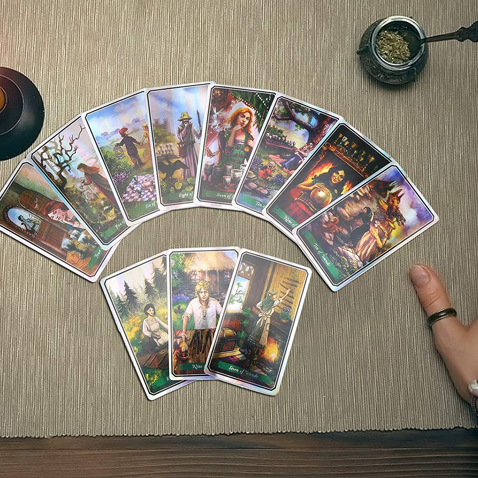Yitengteng 78-Card Tarot Deck for Beginners - Cute English Fortune Telling Cards for Adults & Kids - Holographic Divination Game Set - Perfect for Meditation, Spiritual Guidance & Party Entertainment