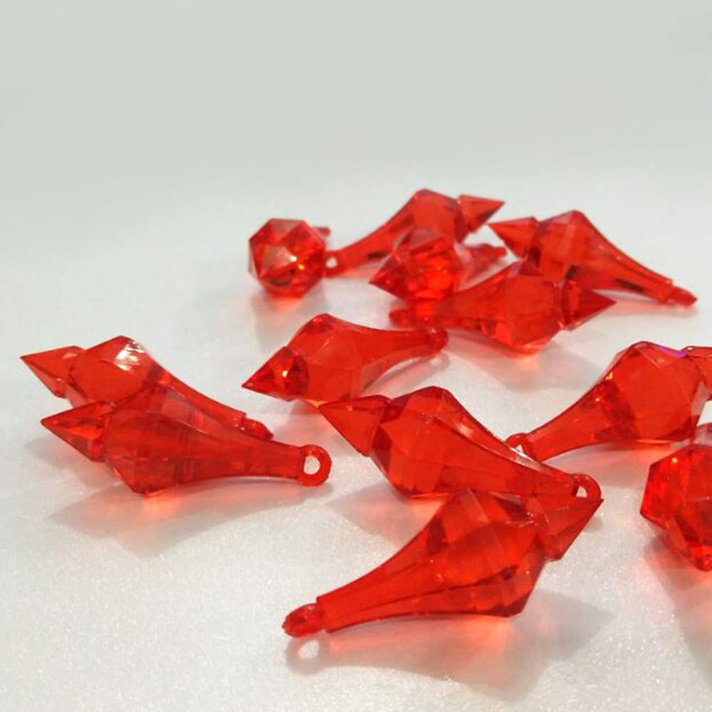 130 Pcs Red Acrylic Chandelier Drops for Wedding Decor, Bridal Shower Centerpieces, Table Decorations - Elegant Party & Home Decoration Accessories