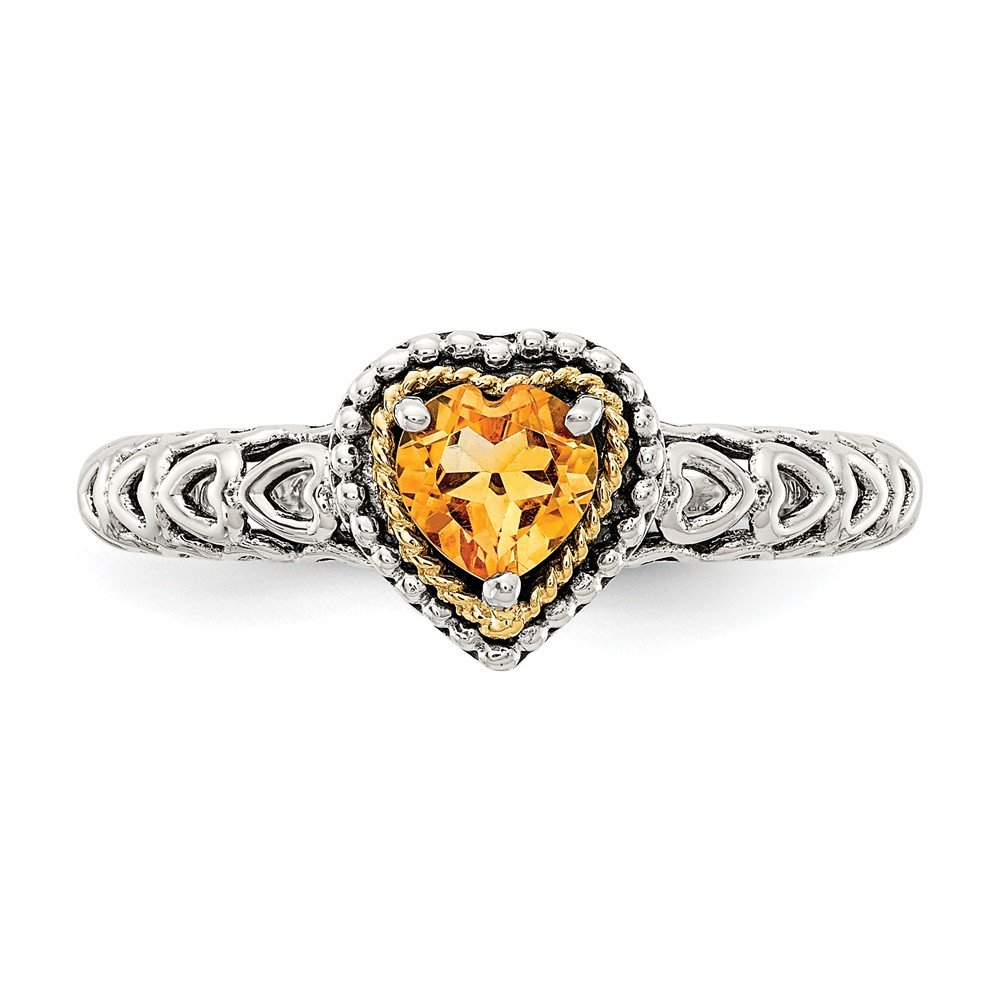 14K Yellow Gold & 925 Sterling Silver Citrine November Birthstone Engagement Ring for Women - Perfect for Proposals, Anniversaries, and Special Occasions
