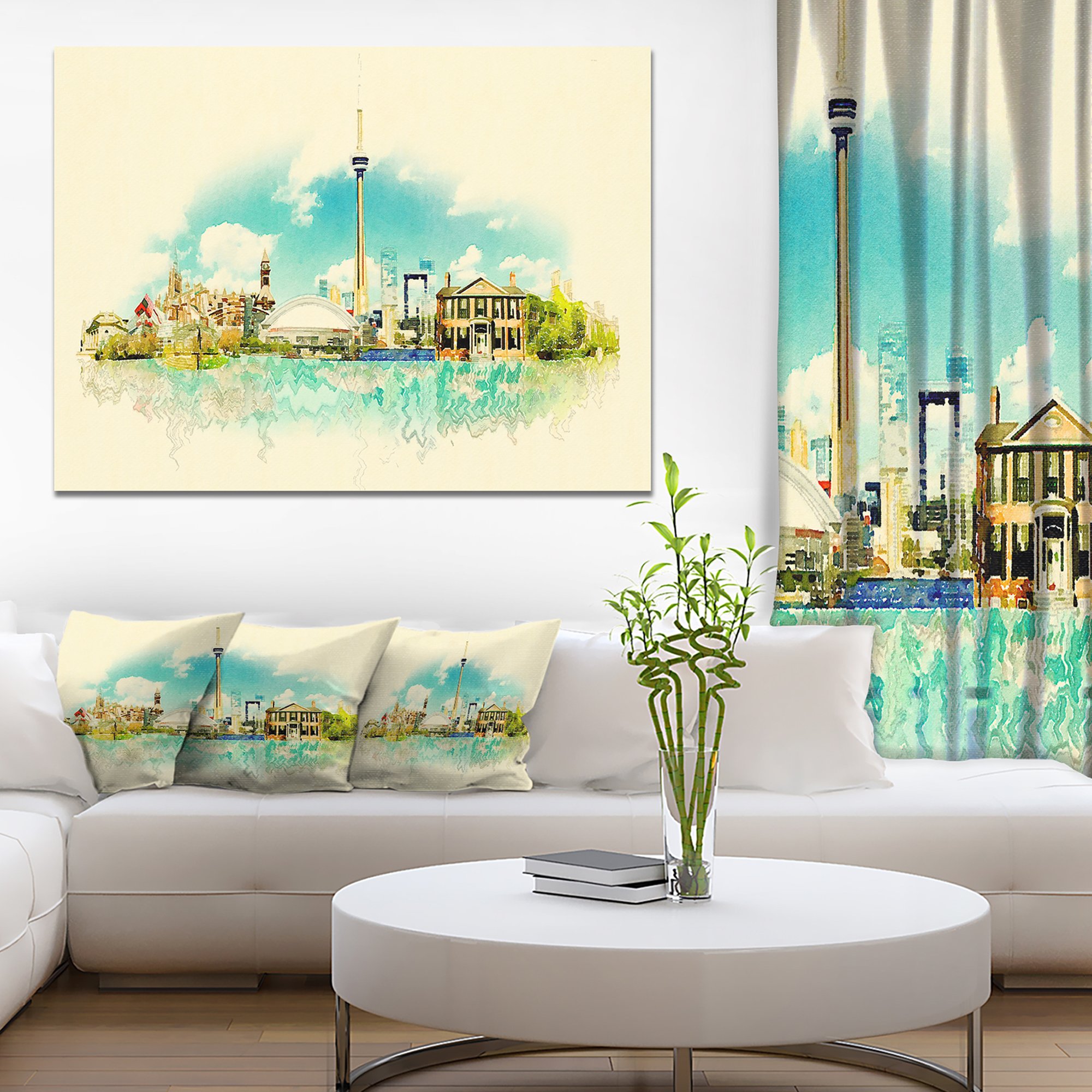 Toronto City Watercolor Cityscape Painting - Premium Canvas Print Wall Art for Home & Office Decor | Perfect Gift for Travel Lovers & Art Collectors