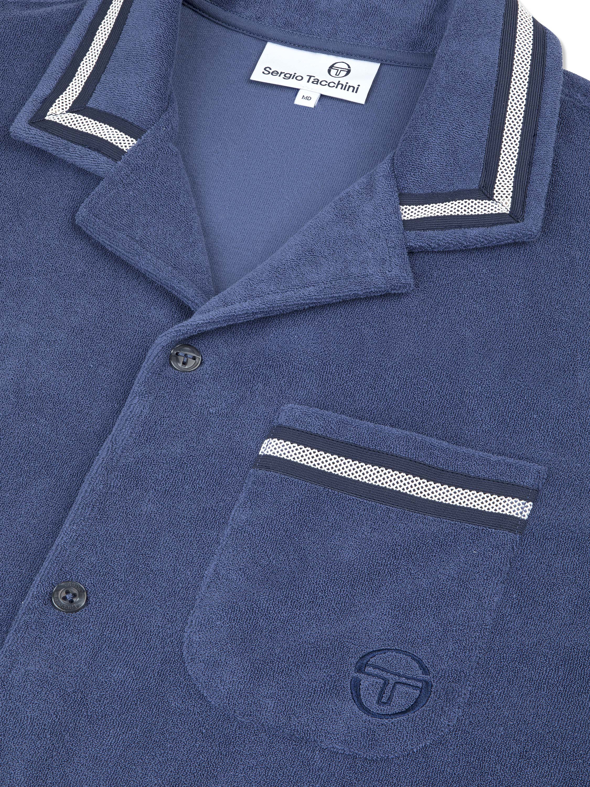Vitus Terry Cabana Shirt for Men - Soft & Breathable Blue Indigo Cotton Shirt - Perfect for Beach, Pool & Summer Vacations