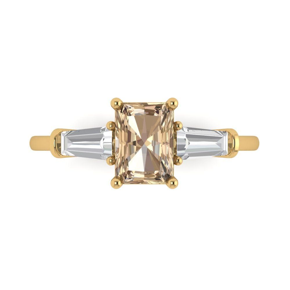 2.0ct Emerald Cut Moissanite Engagement Ring in 14k Gold for Bridal & Anniversary