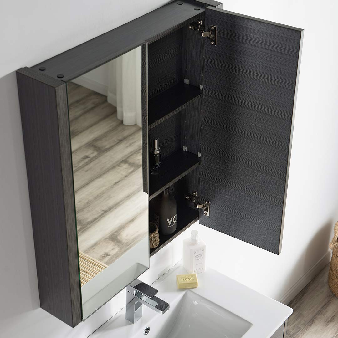 30 Inch Floating Bathroom Vanity with Sink & Mirror - Solid Wood Wall Mounted Vanity Cabinet in Silver Grey - Perfect for Small Bathrooms, Powder Rooms & Modern Home Decor (30
