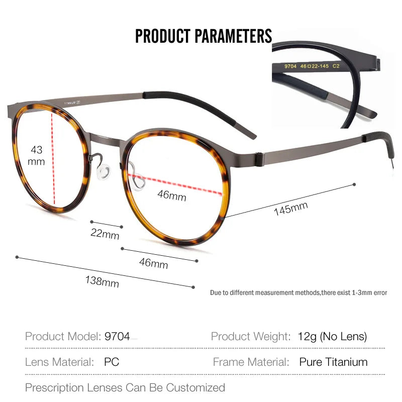 Aror Unisex Full Rim Oval Round Acetate Titanium Eyeglasses 49704 - Lightweight & Durable Frame for Men & Women - Perfect for Reading, Work, and Everyday Fashion