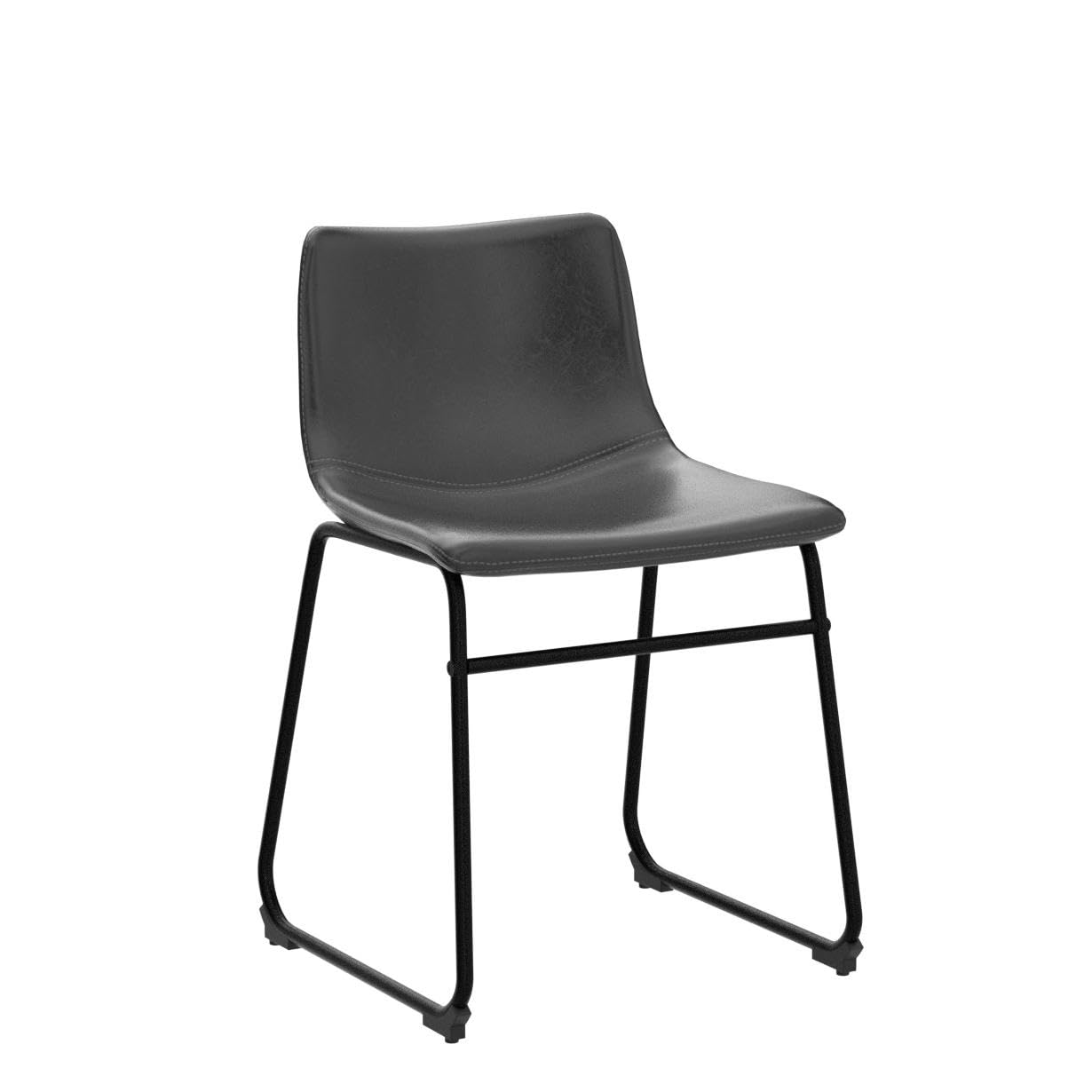 LEMBERI Faux Leather Dining Chairs Set of 2 - 18 Inch Modern Kitchen & Dining Room Chairs with Backrest, Metal Legs & Comfortable Upholstered Seat - Perfect for Small Spaces, Breakfast Nooks & Contemporary Home Decor