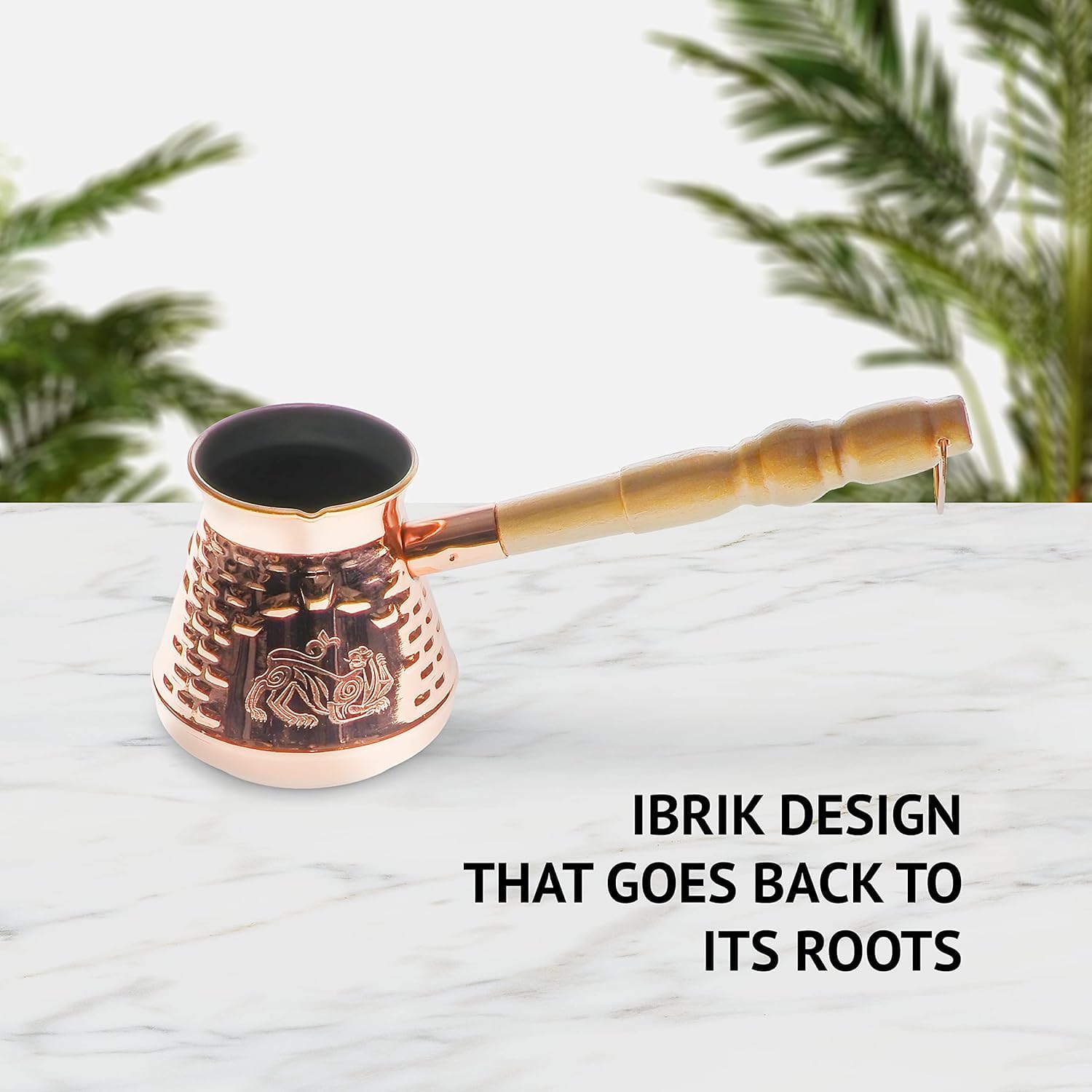 Turkish Coffee Pot - 8.5oz Cezve Ibrik for Greek & Arabic Coffee - 3 Servings - Perfect for Home & Cafe Use