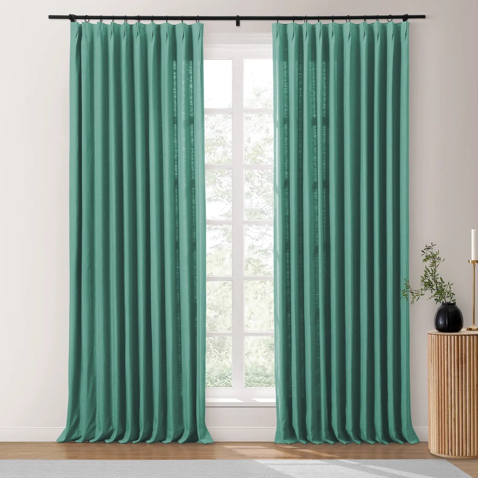 Isabella Heavyweight Cotton Blackout Curtains - Thermal Insulated Pleated Drapes for Living Room & Bedroom - Noise Reducing & Energy Saving Home Decor