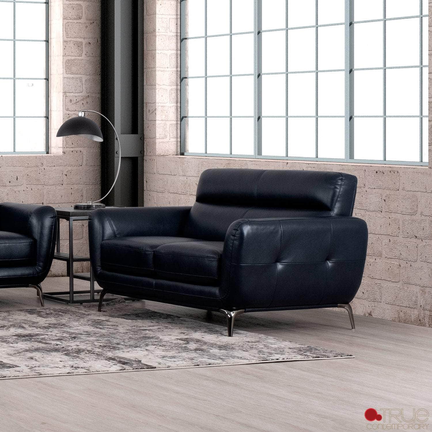 William Tufted Faux Leather Loveseat Sofa - 2 Color Options | Modern Small Space Living Room Furniture | Perfect for Apartments, Dorms & Cozy Spaces