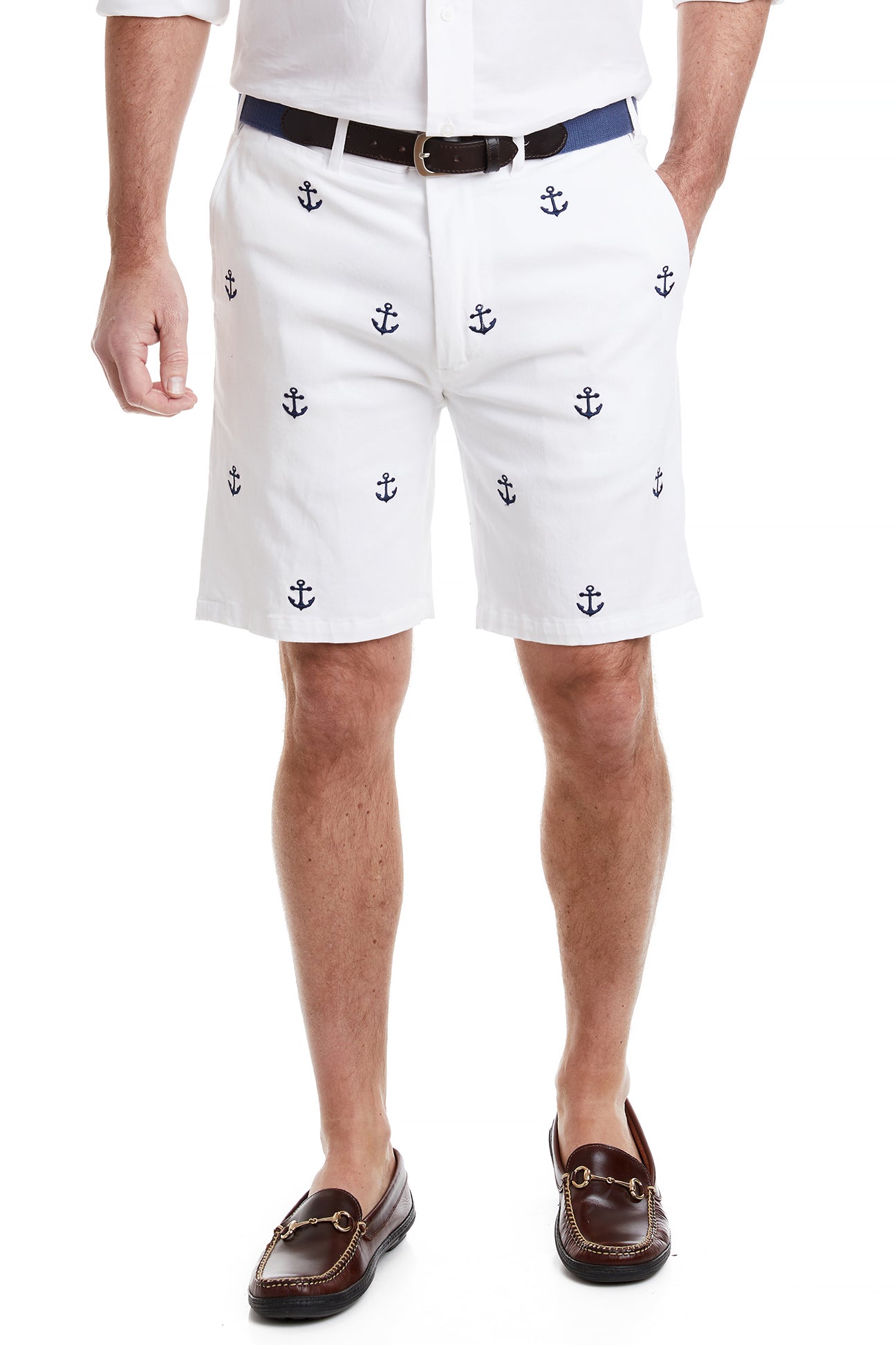 Cisco Short Stretch Twill White with Anchor - Comfortable and Stylish Men's Shorts for Summer, Beach, and Casual Wear