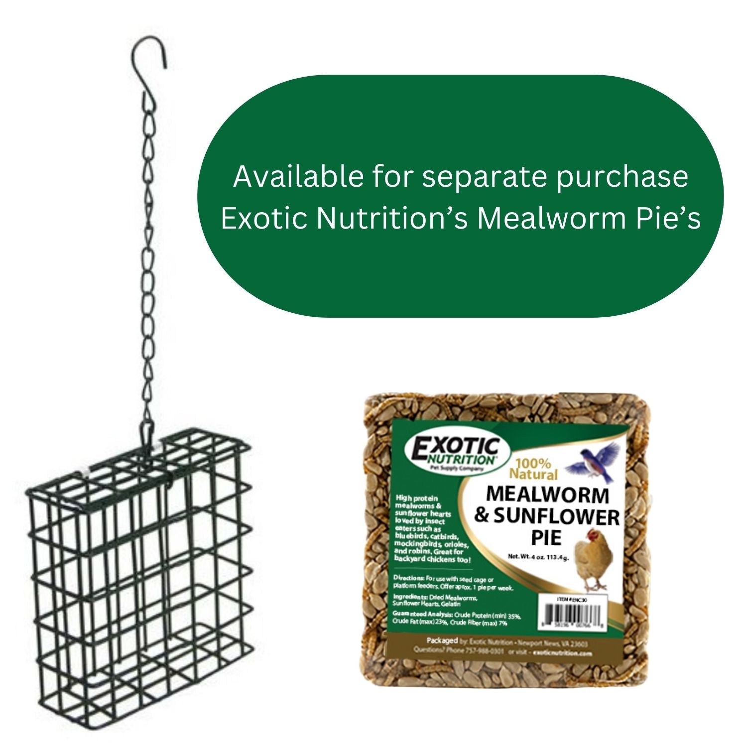 Premium Dried Mealworm Pie for Birds - High Protein Bird Feed Basket - Ideal for Wild Birds, Chickens, and Pet Birds - Perfect for Backyard Feeding and Bird Watching