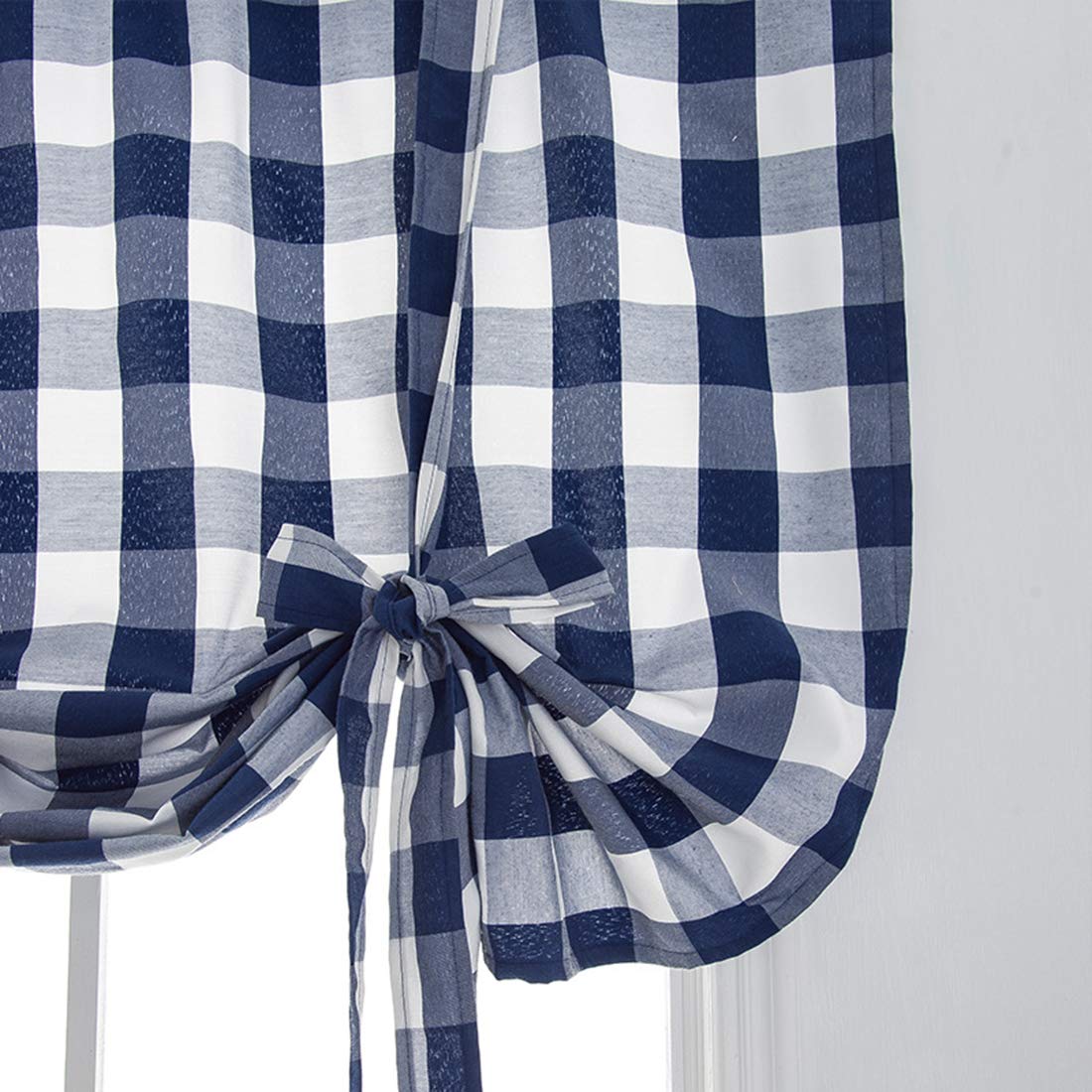 Buffalo Check Plaid Balloon Drape Gingham Shade Tie Up Roman Valance Rod Pocket Classic Window Treatment Semi Blackout Curtains - Farmhouse Kitchen Decor, Small Window Covering, 1 Panel 63