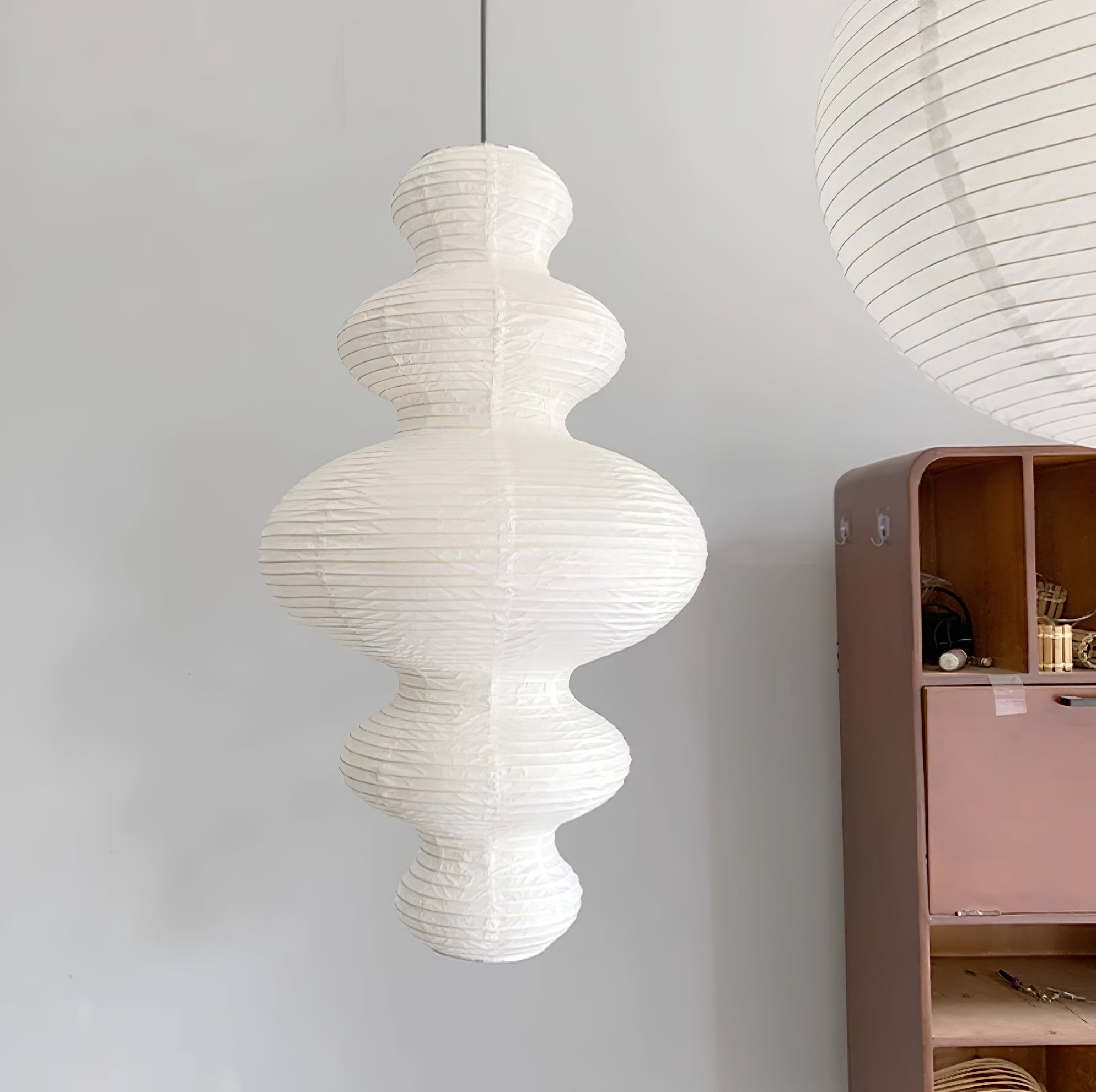 Akari Juni Pendant Swag Lamp - Modern Japanese Paper Light Fixture for Bedroom, Living Room & Dining Room Decor