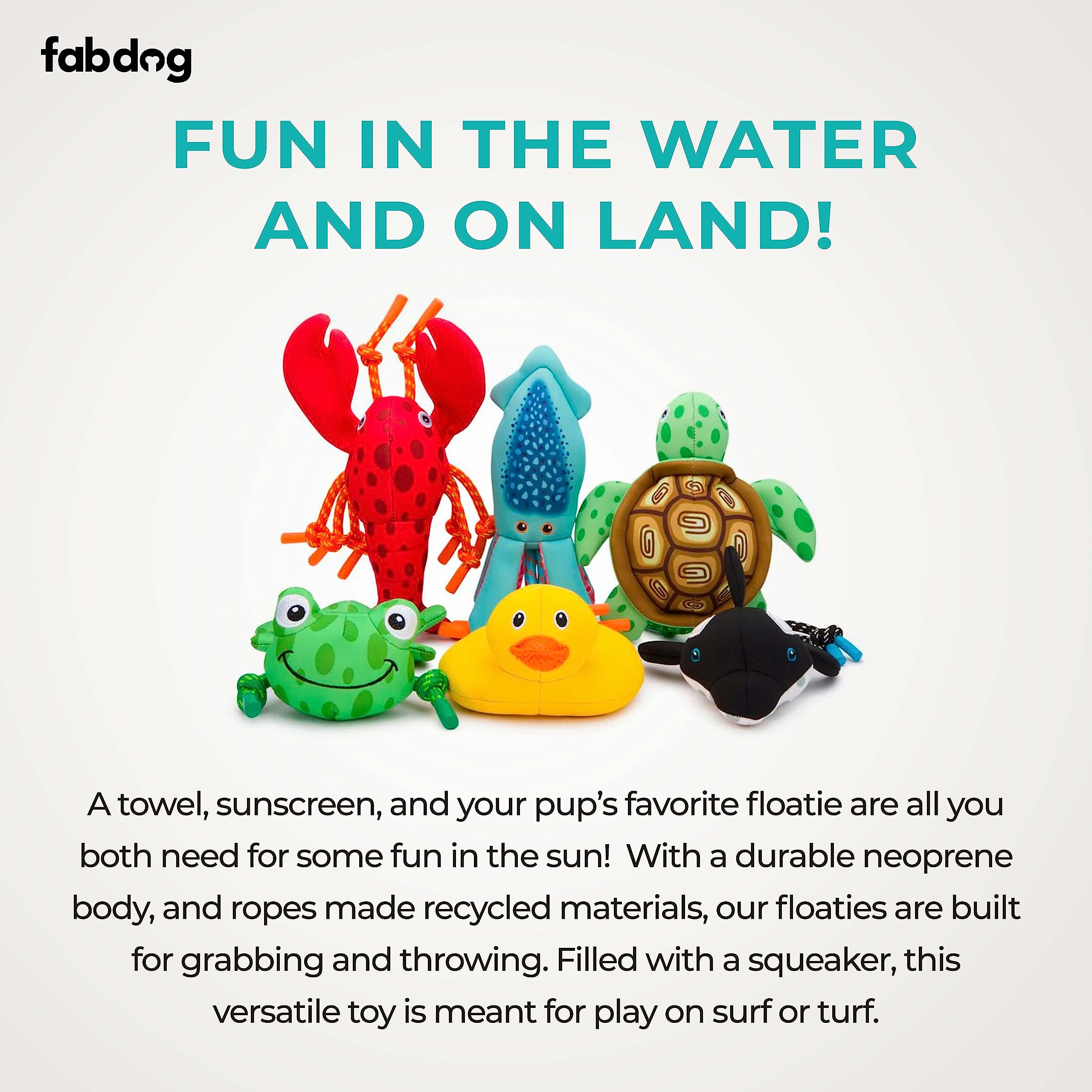 FabDog Floaties Squeaky Floating Water Dog Toys - Durable & Cute Duck & Whale Puppy Toys for All Breeds - Eco-Friendly Nylon Squeak Toy Made with Recycled Materials - Perfect for Pool, Beach & Outdoor Water Play