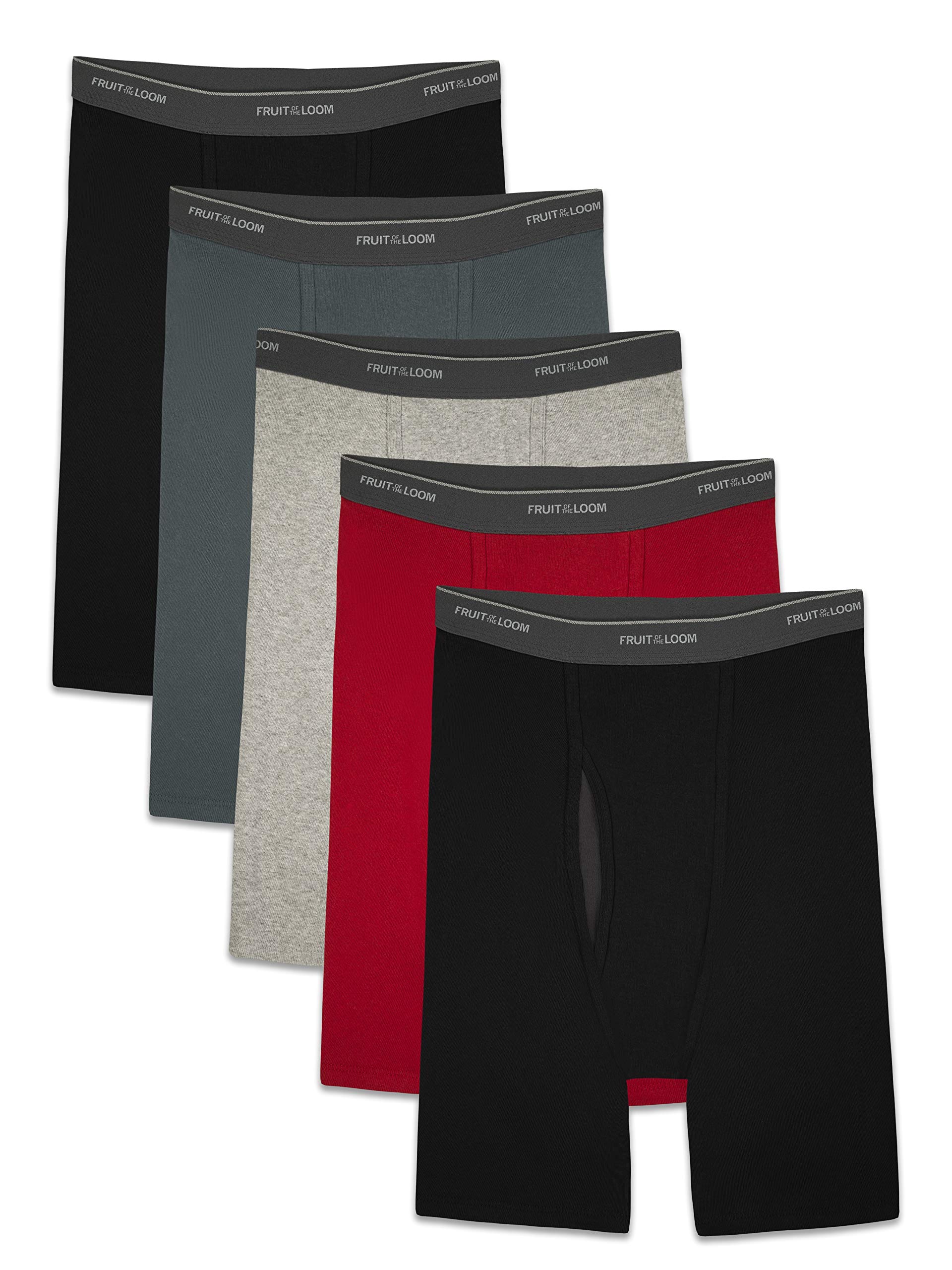Fruit of the Loom Men's No Ride Up Boxer Briefs - Comfortable Cotton Underwear for All-Day Wear - Perfect for Work, Gym & Travel