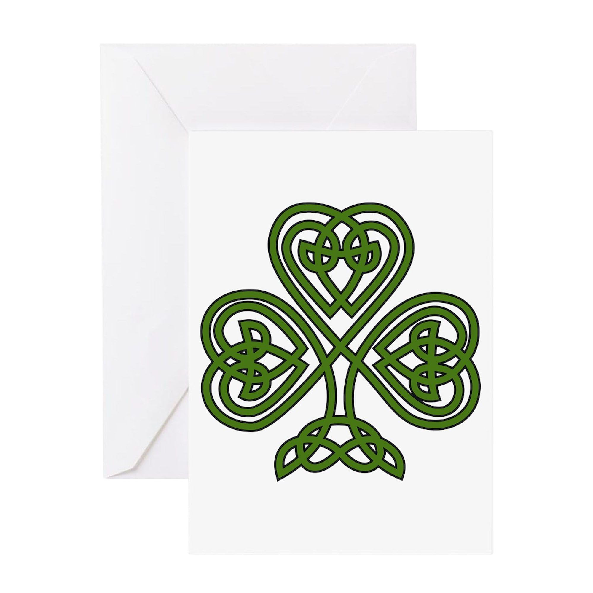 Celtic Shamrock St. Patrick's Day Greeting Cards - 5x7 Inch Folded Card with Glossy Finish - Perfect for Irish Blessings, Holiday Wishes & Party Invitations