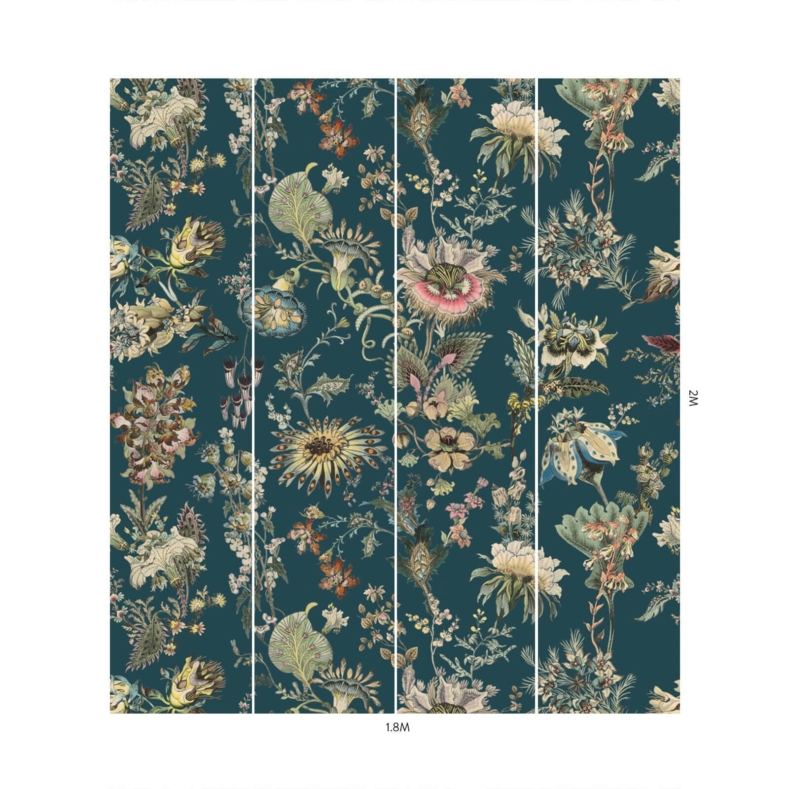 FLORA FANTASIA Wallpaper - Cerulean Blue Botanical Peel and Stick Wallpaper for Bedroom, Living Room & Nursery Decor