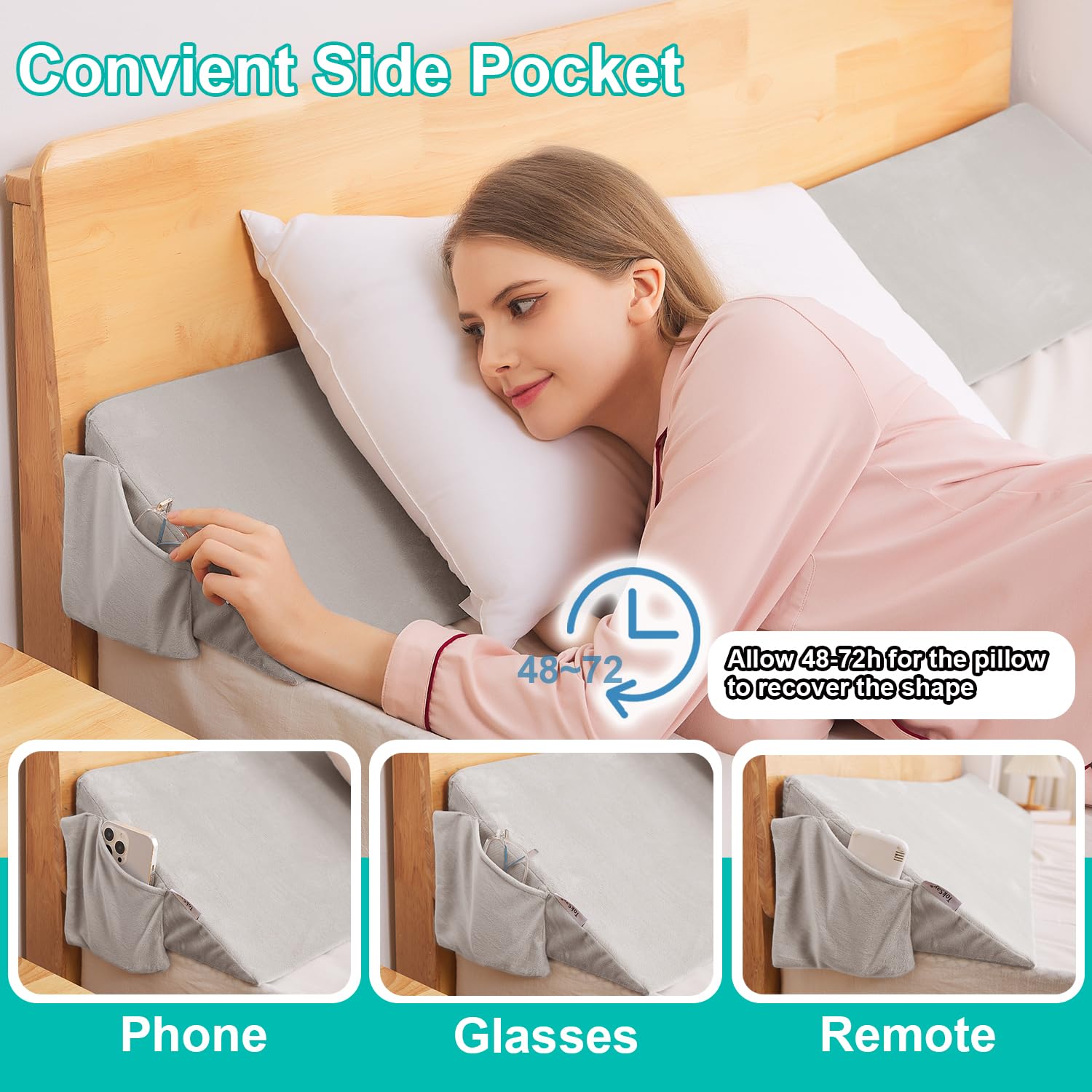 60x10x6 Inch Queen Size Bed Wedge Pillow - Adjustable High-Density Foam Headboard Gap Filler for Mattress Support | Perfect for Sleeping, Reading & Back Pain Relief in Bed