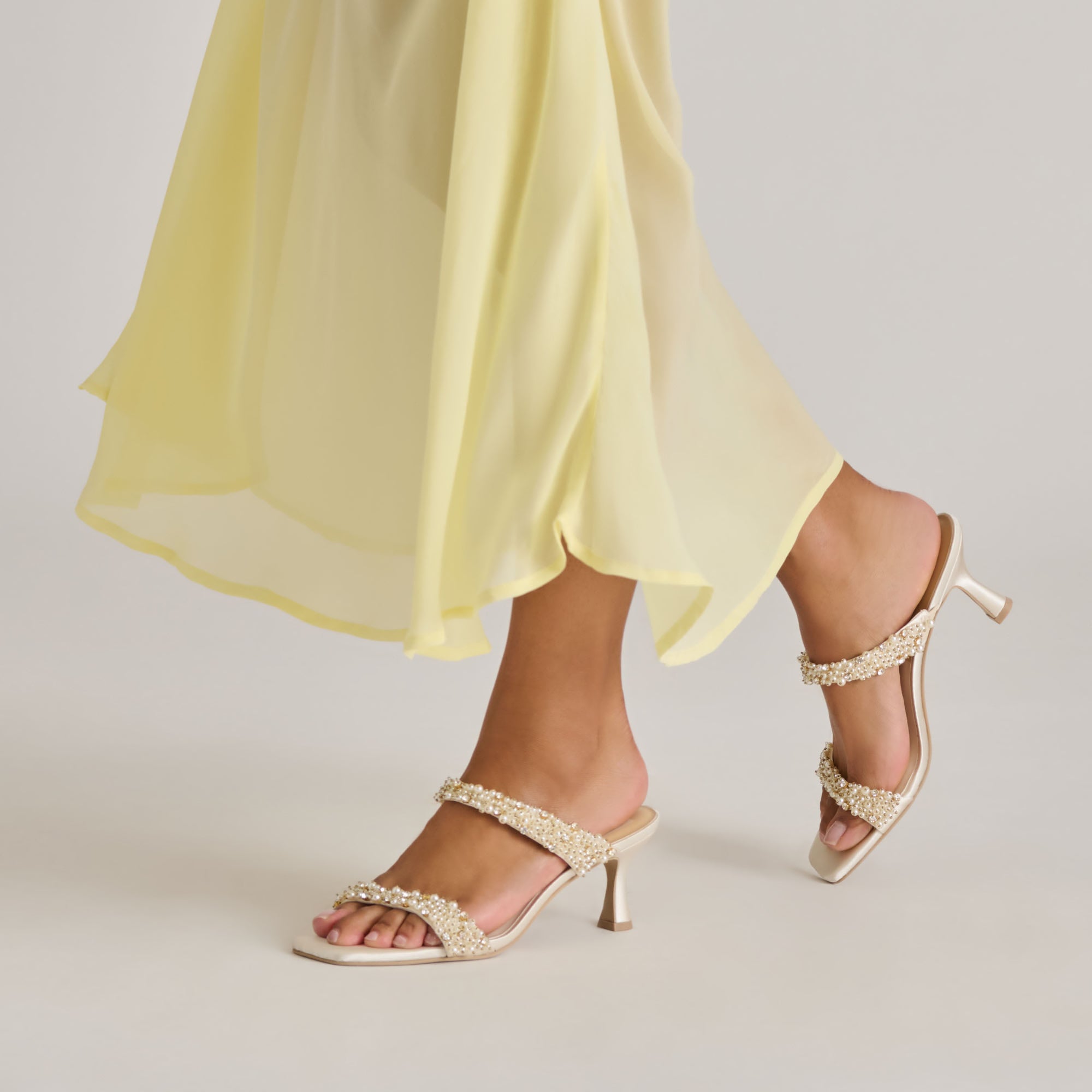 GENORA Rhinestone Heels for Women - Elegant Ivory Crystal Embellished High Heels for Parties, Weddings & Special Occasions