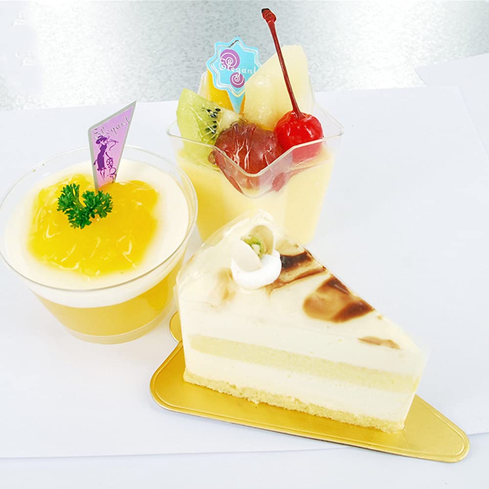 200Pcs 4-Inch Mini Triangle Dessert Plates - Golden Cardboard Cake Boards for Cupcakes, Cake Slices, Cheesecake & Mousse - Perfect for Birthday Parties, Weddings, Baby Showers & Dessert Displays