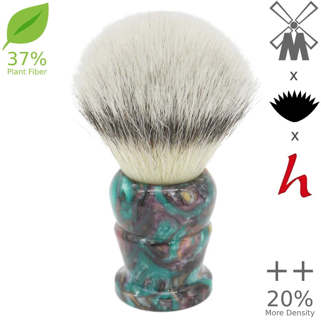 Premium 25mm Mühle STF XLarge Dense++ Shaving Brush with 37% Plant Fiber Knot & Dark Abalone Resin Handle (#86) by AP Shave Co. - Luxury Wet Shaving Essential for Beard Care & Grooming Routine
