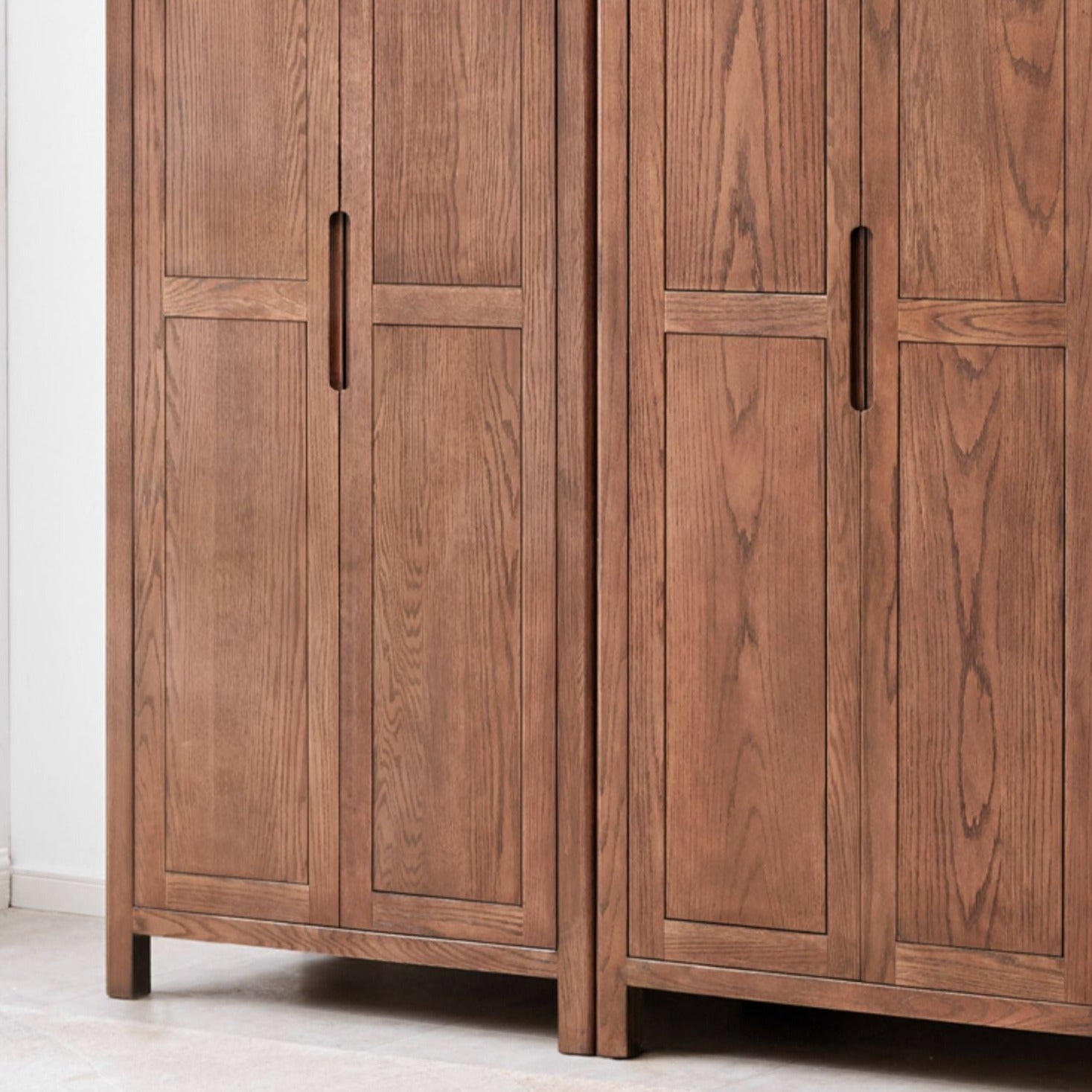 Solid Oak Wood Wardrobe in Walnut Finish - Stylish and Durable Closet Storage for Bedroom, Living Room, or Walk-in Closet