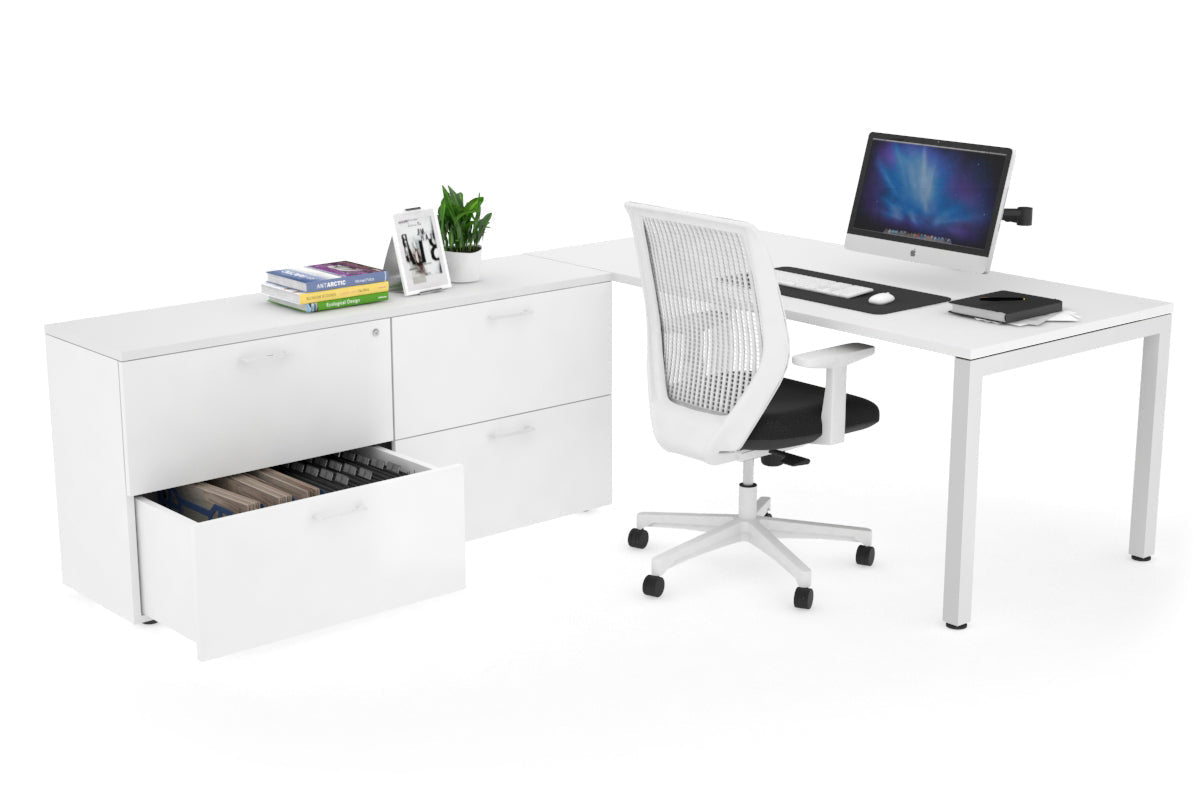 Quadro Square Executive White Frame Office Chair [1600L x 700W] - Premium Ergonomic Seating for Home Office & Conference Rooms