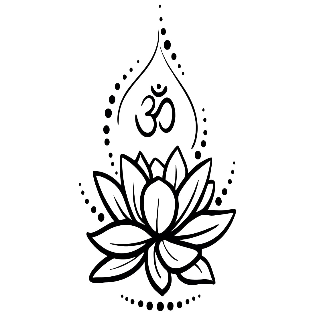 Koinstec Om with Lotus Flower Tattoo - Waterproof Temporary Body Stickers for Women & Girls - Perfect for Festivals, Parties, and Summer Beach Looks