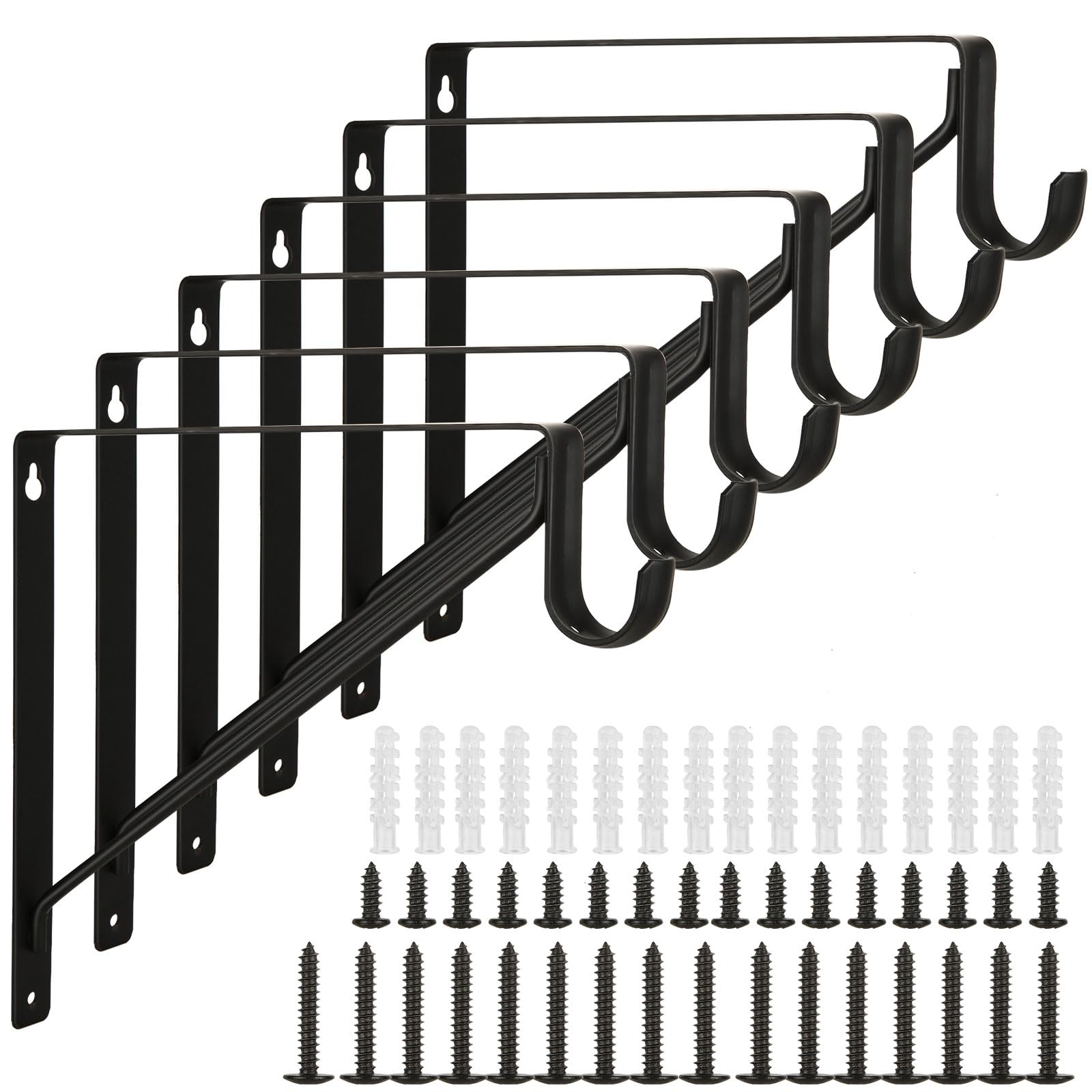 6 Pack Heavy Duty Steel Closet Rod Brackets - 11