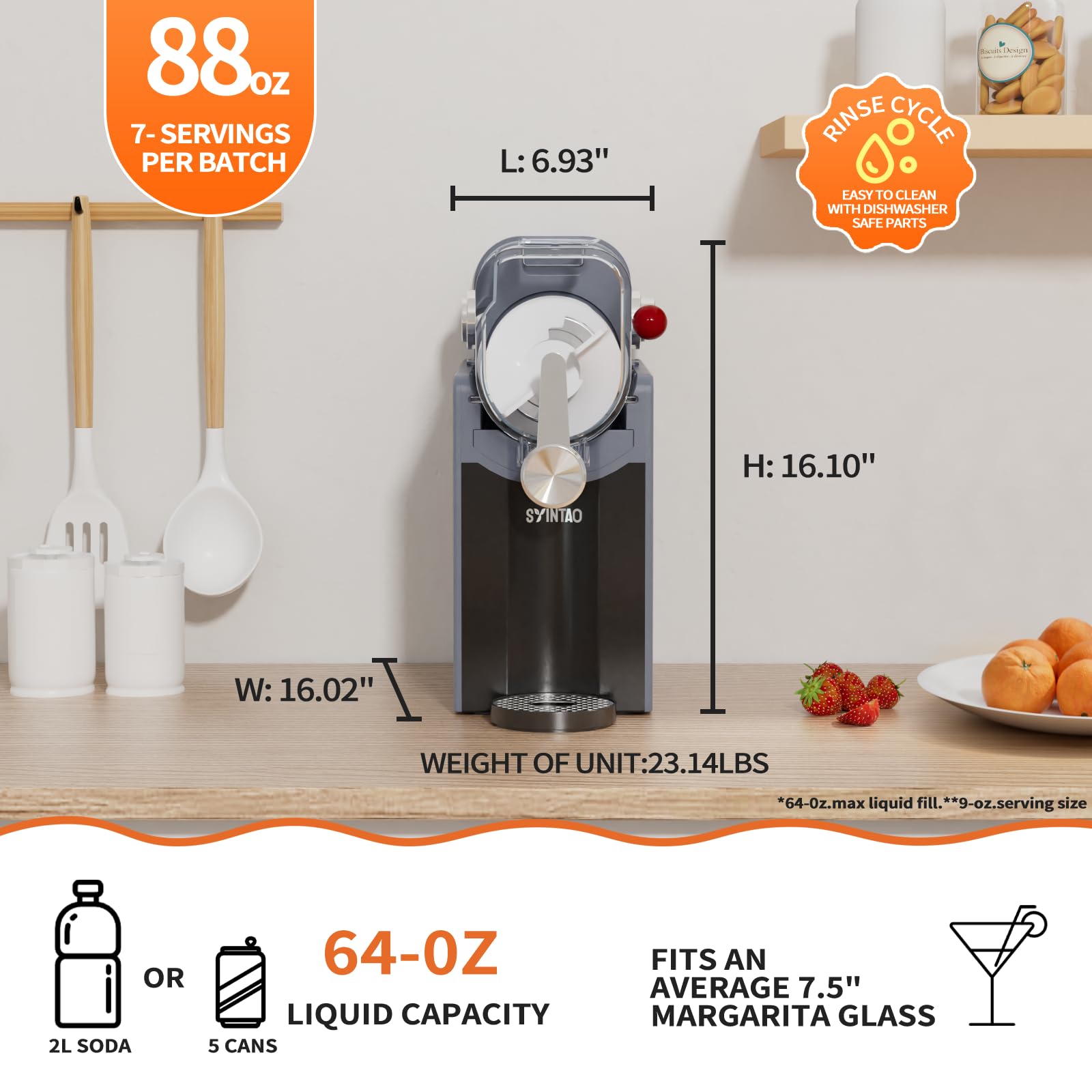 Commercial Slushie Machine for Home & Business - 88oz Frozen Drink Maker with 6 Preset Programs - Perfect for Slushies, Margaritas, Smoothies, Frappés & Milkshakes - Auto-Cleaning Soft Serve Ice Cream Machine - Ideal for Parties, Cafes & Summer Refreshments
