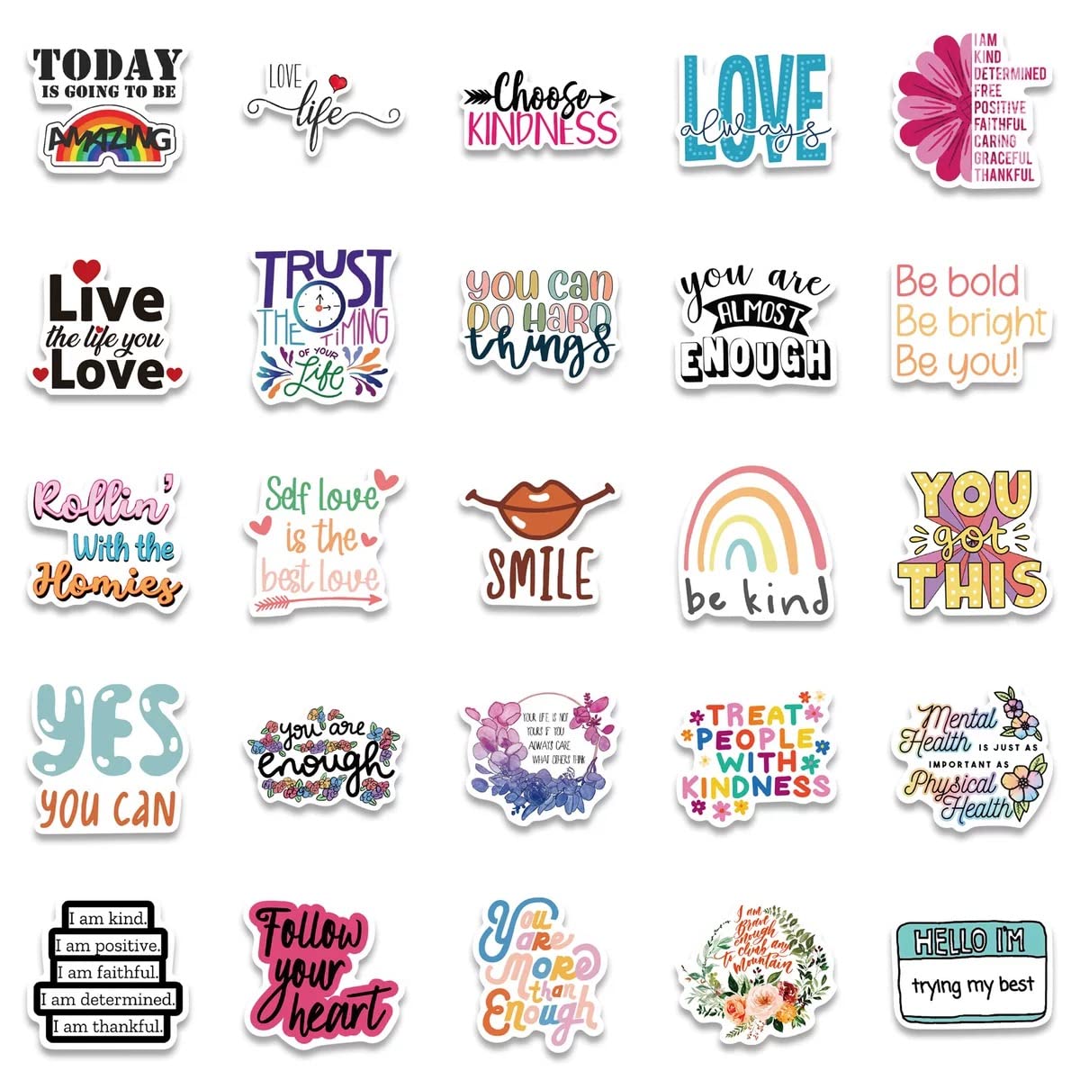 52 Pieces Motivational Stickers for Teens & Adults - Waterproof Vinyl Decals for Laptop, Water Bottle, Diary, Guitar, Scrapbook - Inspirational Quotes for Students, Office & Home Decor