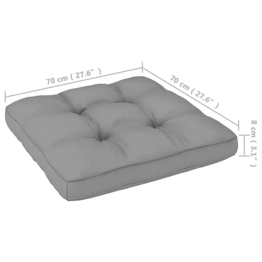 vidaXL Solid Wood Pine Patio Footstools with Cushions, Set of 2 – Outdoor Gray Cushioned Footrests with Modular Design, Easy Assembly – Perfect for Garden, Deck, Poolside & Patio Relaxation