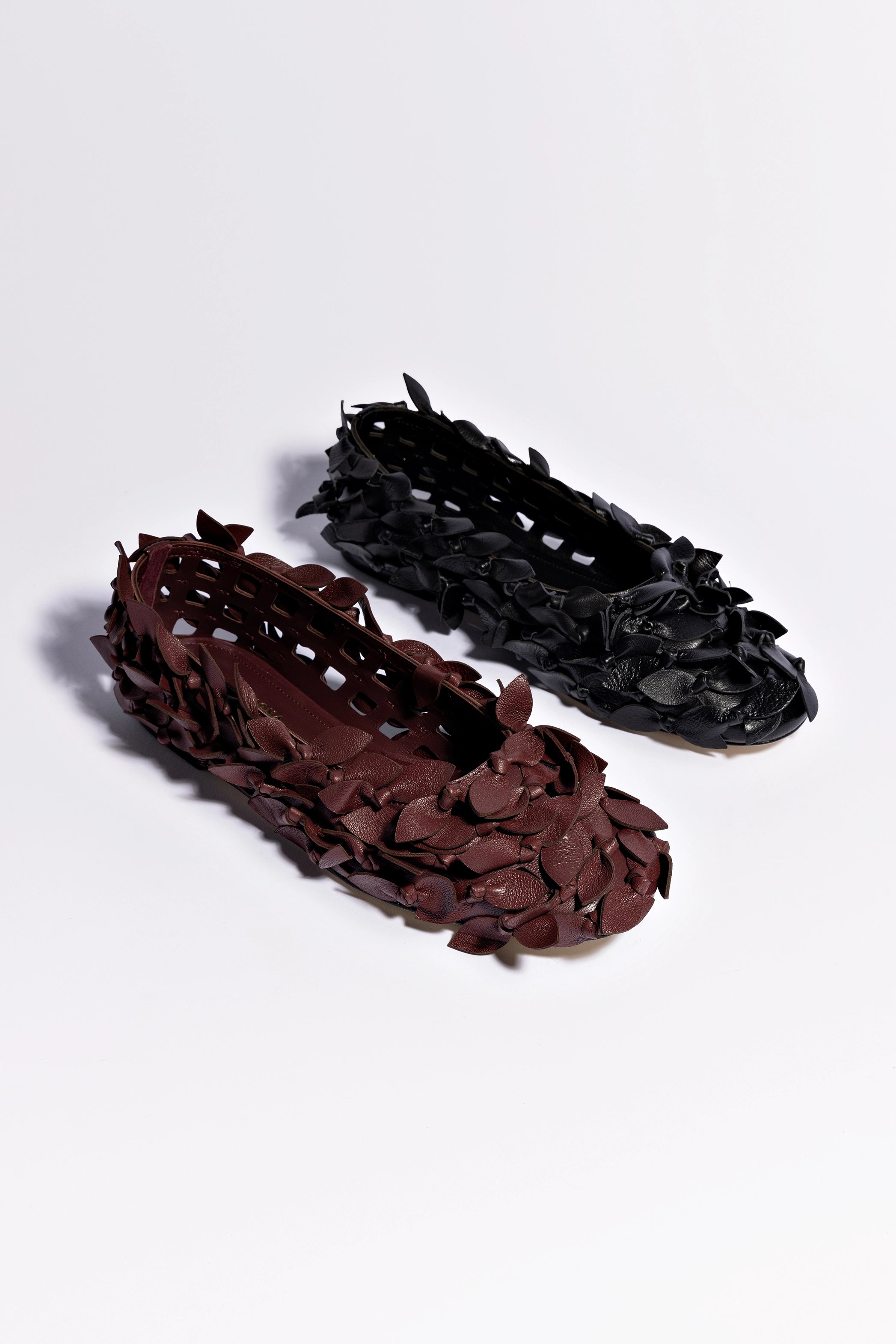 Larroudé x Jonathan Cohen Burgundy Leather Ballet Flats - Comfortable & Stylish Women's Shoes for Work, Parties & Everyday Wear